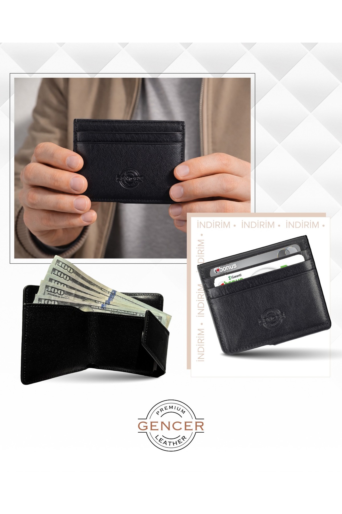 GENCER LEATHER HAKİKİ DERİ KARTLIK MIKNATISLI SİYAH görsel 2