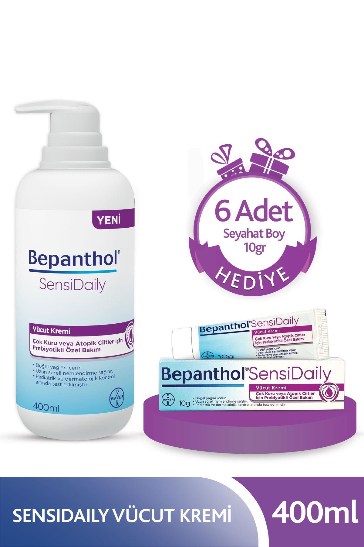 Bepanthol Sensidaily Günlük Yoğun Nemlendirici Vücut Bakım Kremi 400 ml 6 Adet Seyahat Boy 10 gr — SET.BPTN.119