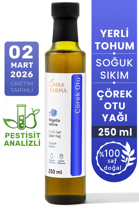 OnkaFarma Onka Farma Soğuk Sıkım Çörek Otu Yağı 250 ml %100 Doğal %100 Saf Ye...