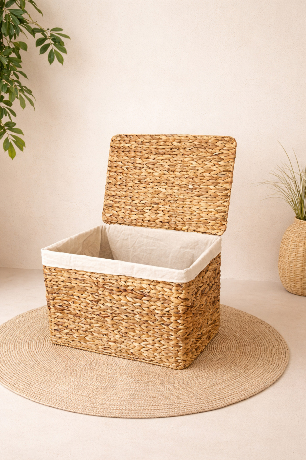 Wicker Water Hyacinth Chest with Lid Model 46x33x30cm Organizer/Organizer/Laundry Basket