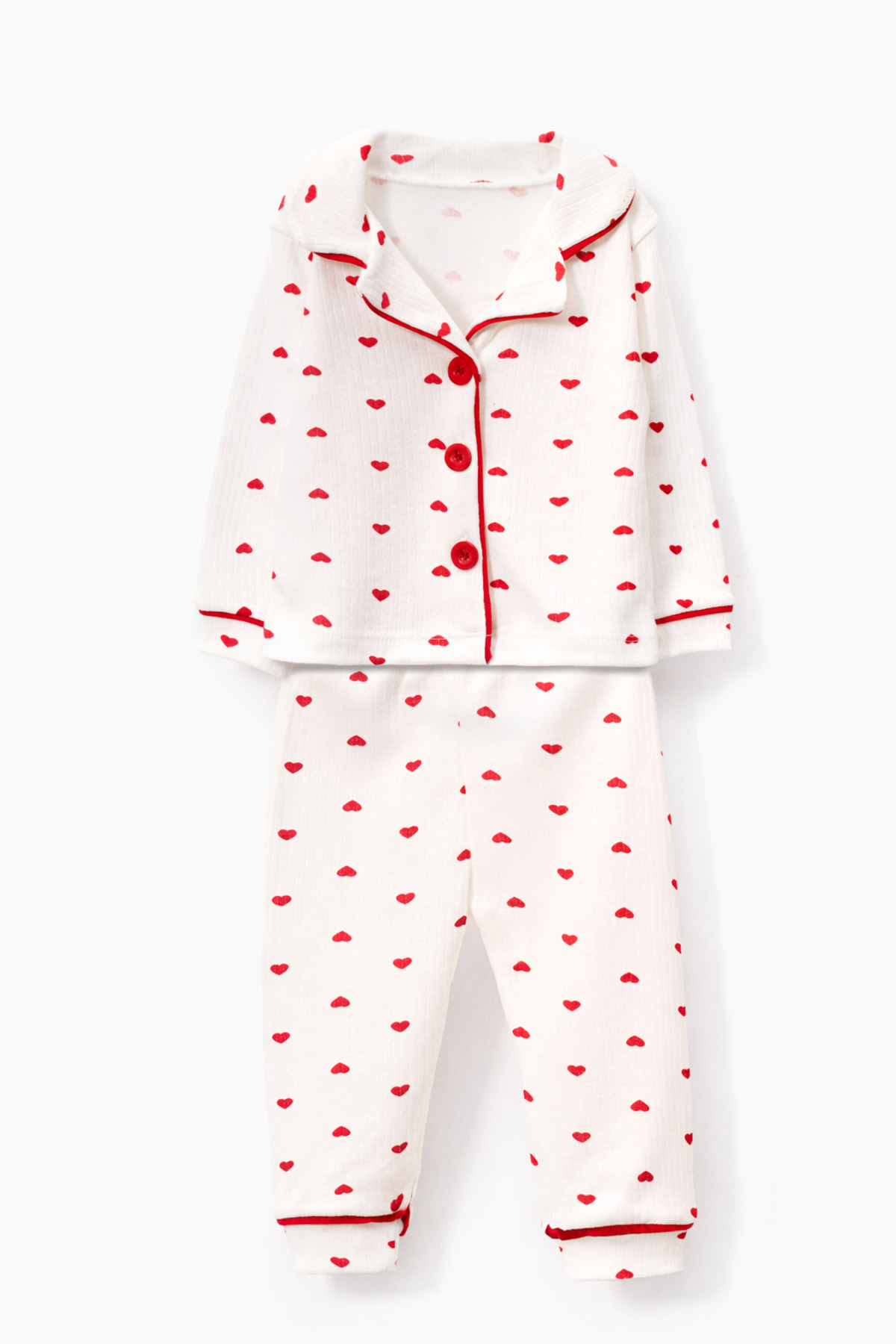 Bubito Kalpli Kız Bebek Alt Üst 2'li Pijama Takım- Kırmızı Beyaz fotoğrafı 2 (önizleme)