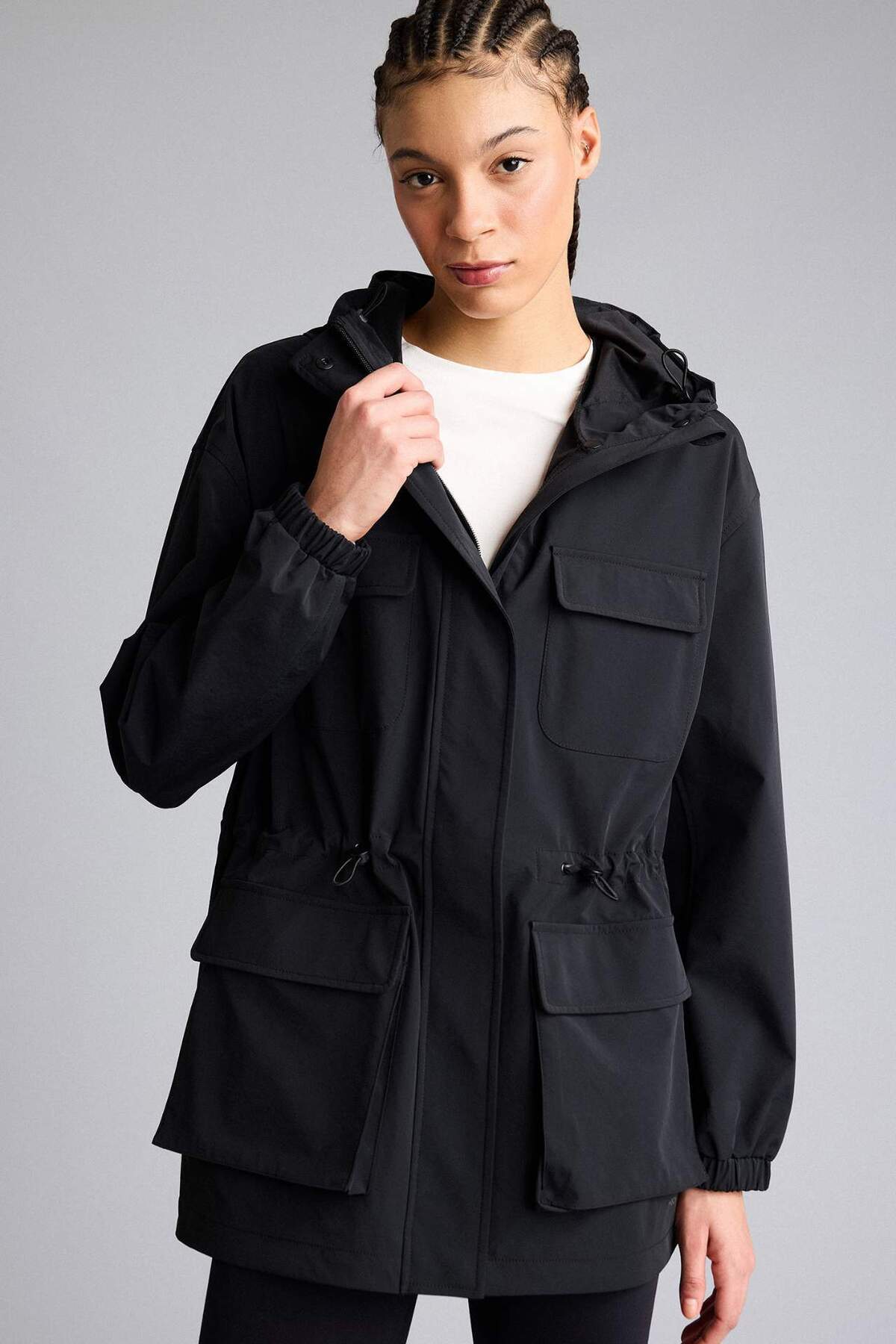 Defacto  Rüzgar Geçirmez Su İtici Kapüşonlu Fermuarlı Yağmurluk F7968AX26SP