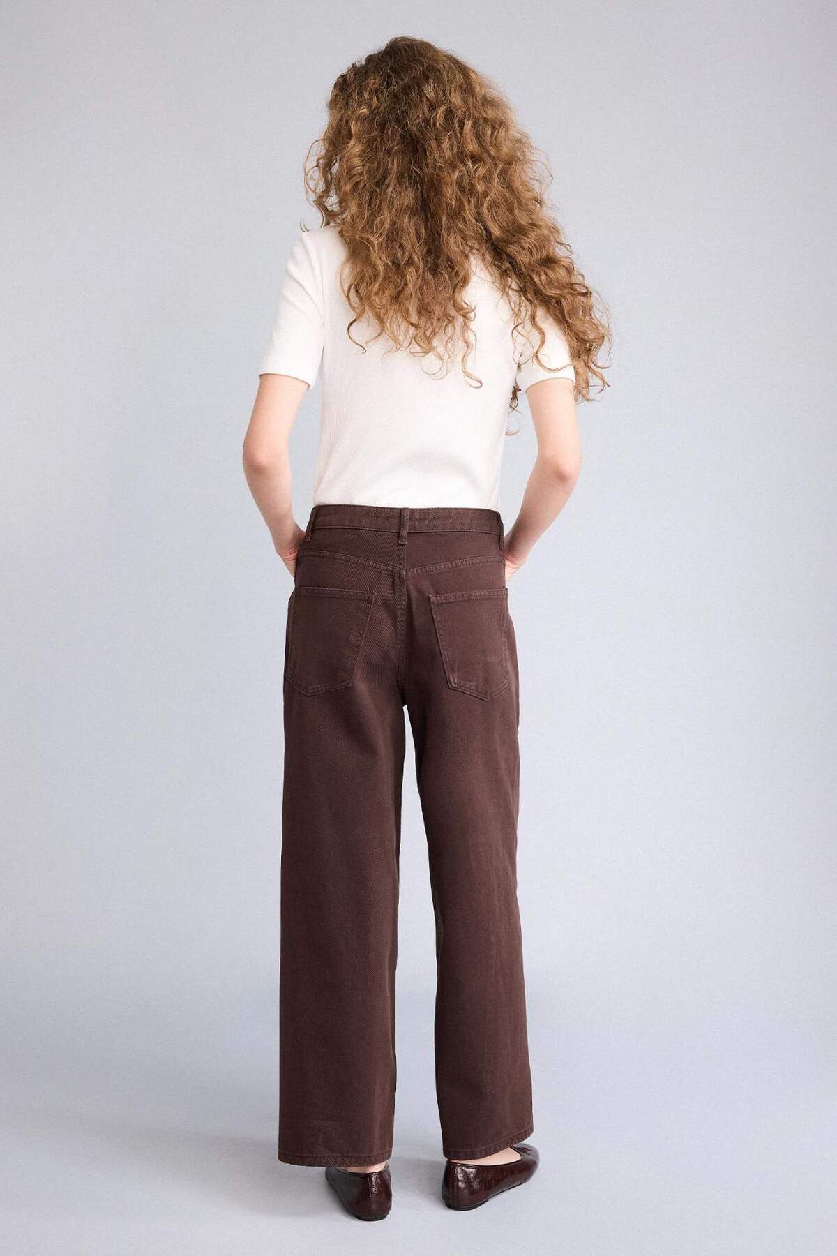 DeFacto %100 Pamuk Baggy Fıt Normal Bel Gabardin Pantolon G9893AX26SP görsel 5