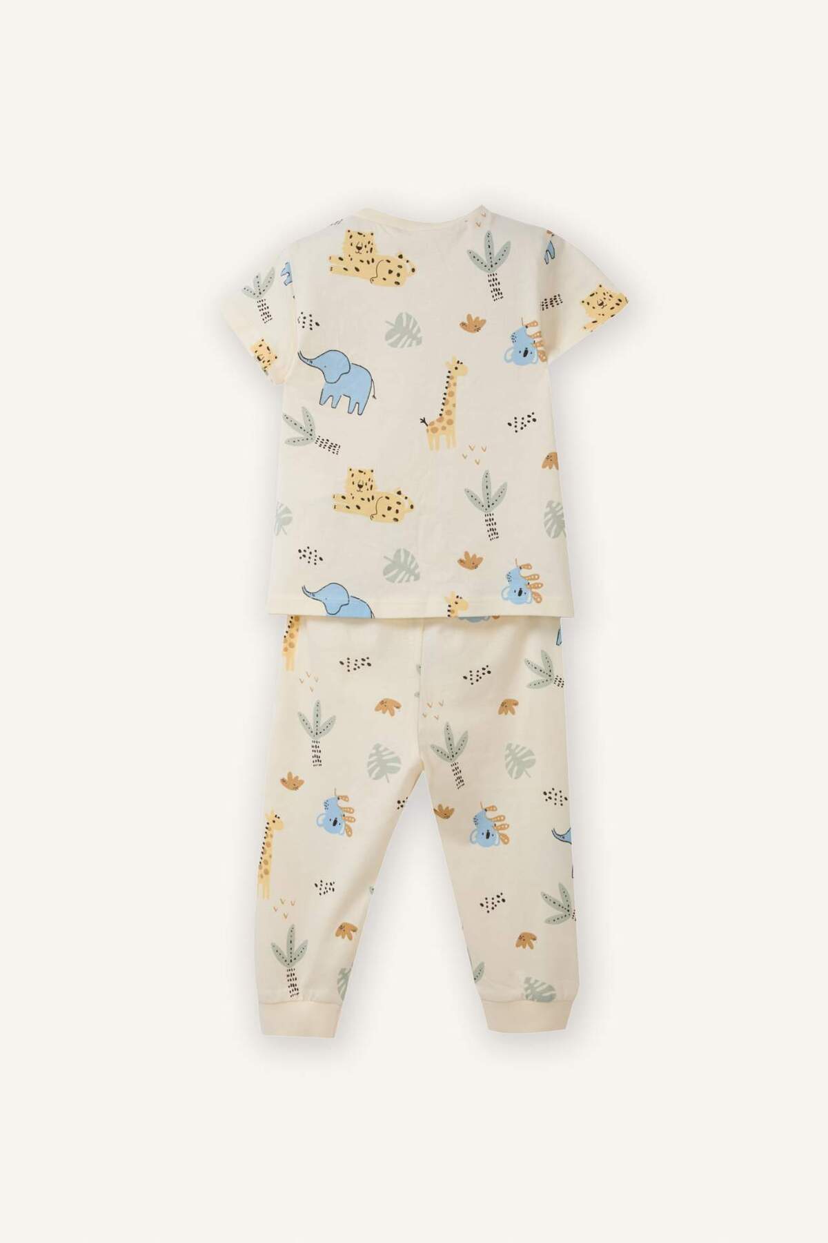 Defacto %100 Pamuklu Dinozor Baskılı 2'li Pijama Takımı Erkek Bebek G8846A526SM fotoğrafı 4 (önizleme)
