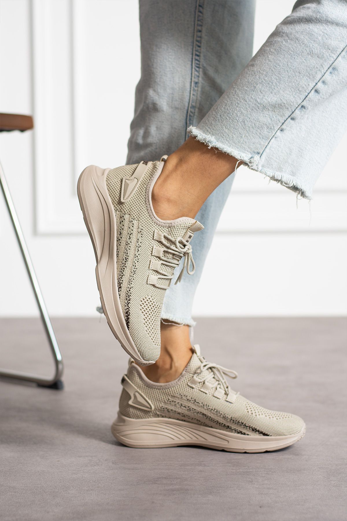 E SPORT  Bej Unisex Yürüyüş Hafif Triko Ayakkabı-015