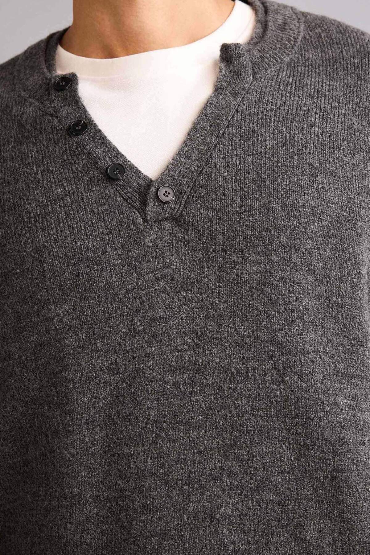 ژاکت بافتنی استاندارد Fit H0789AX25WN — خاکستری — تصویر 3 از 4