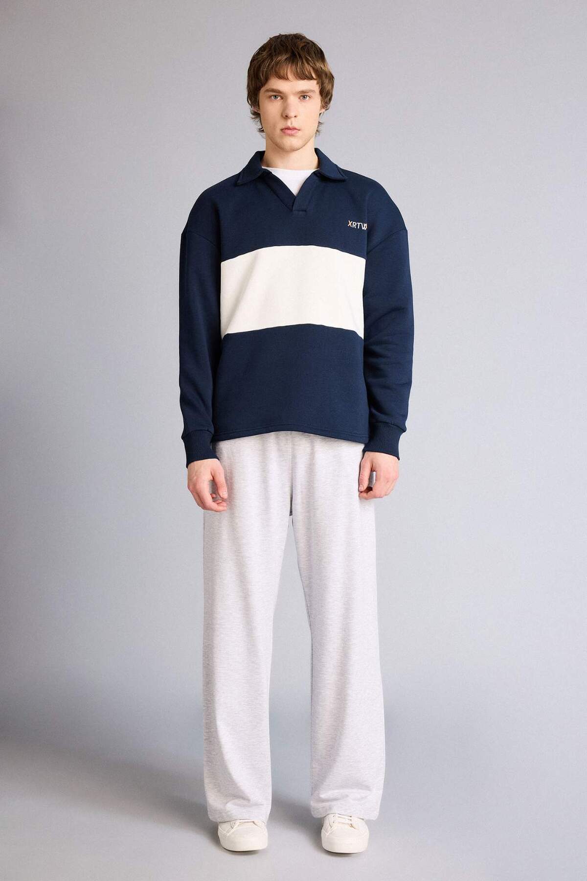 DeFacto Boxy Fit Polo Yaka Sweatshirt H5225AX26SP görsel 2