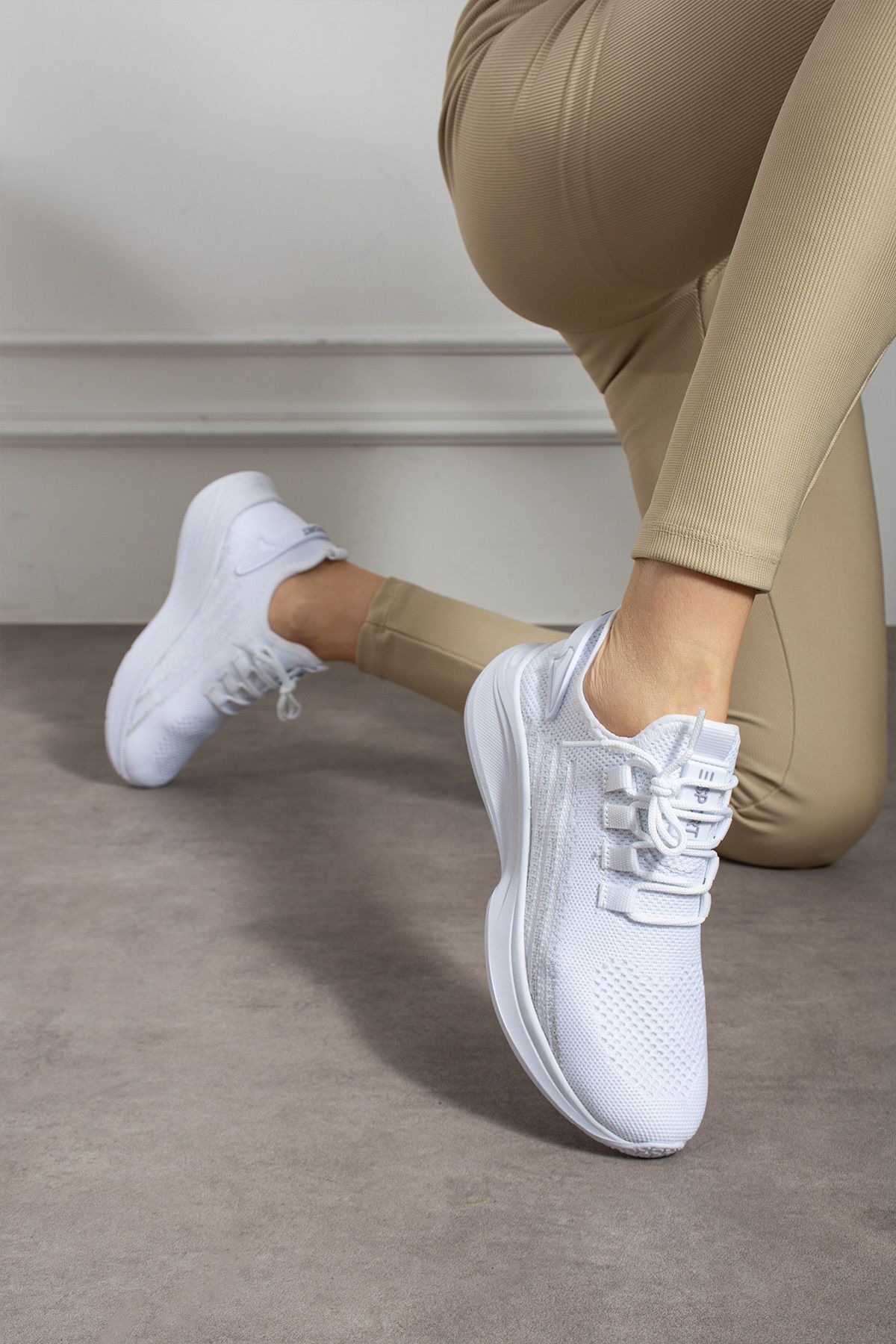 E SPORT  Beyaz Unisex Hafif Triko Sneaker Ortopedi Ayakkabı-015 - Görsel 3