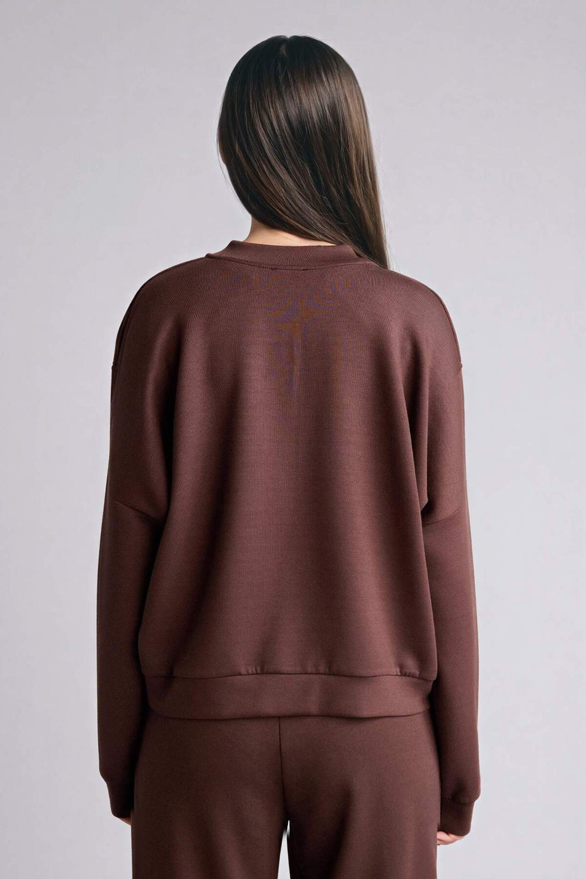 DeFacto Relax Fit Yarım Balıkçı Yaka Fermuarlı Basic Hırka Sweatshirt G8506AX26SP görsel 5