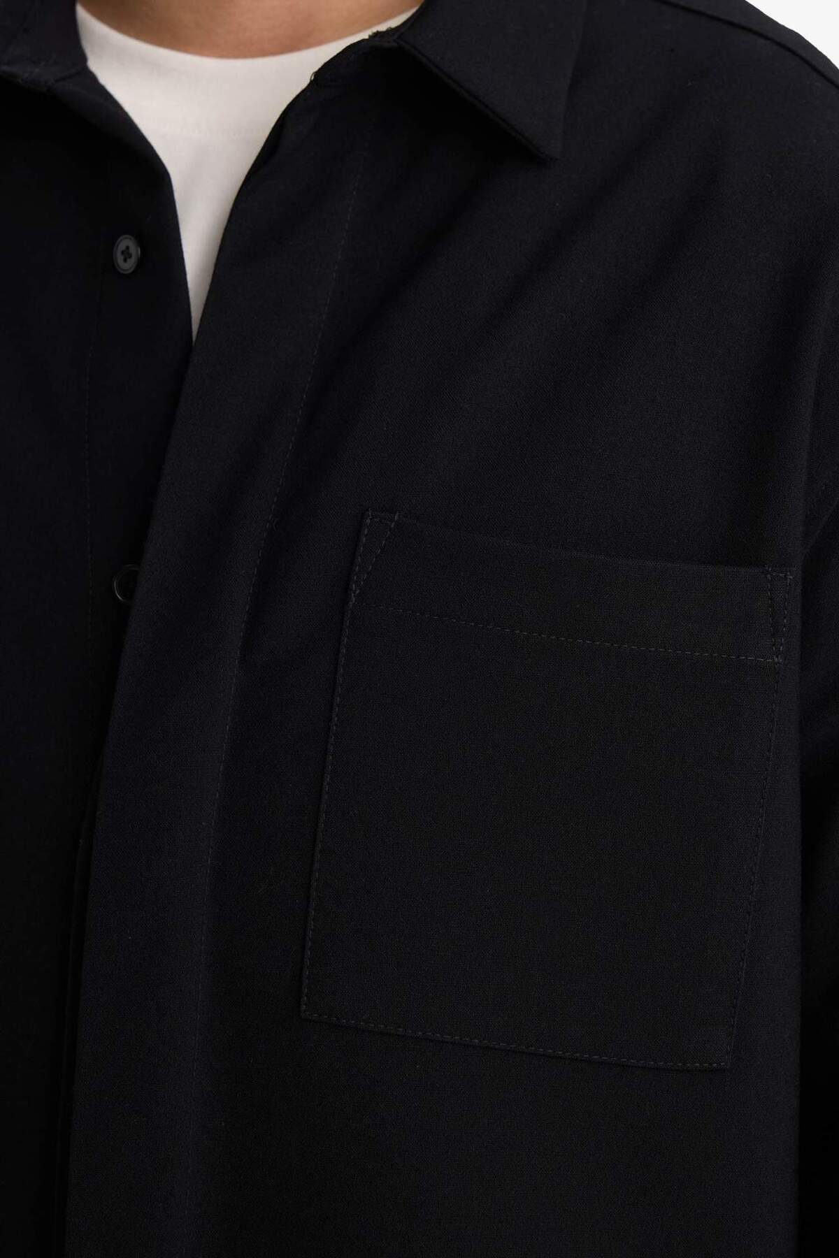 Poplin Uzun Kollu Gömlek G6253AX25WN — مشکی — تصویر 4 از 5