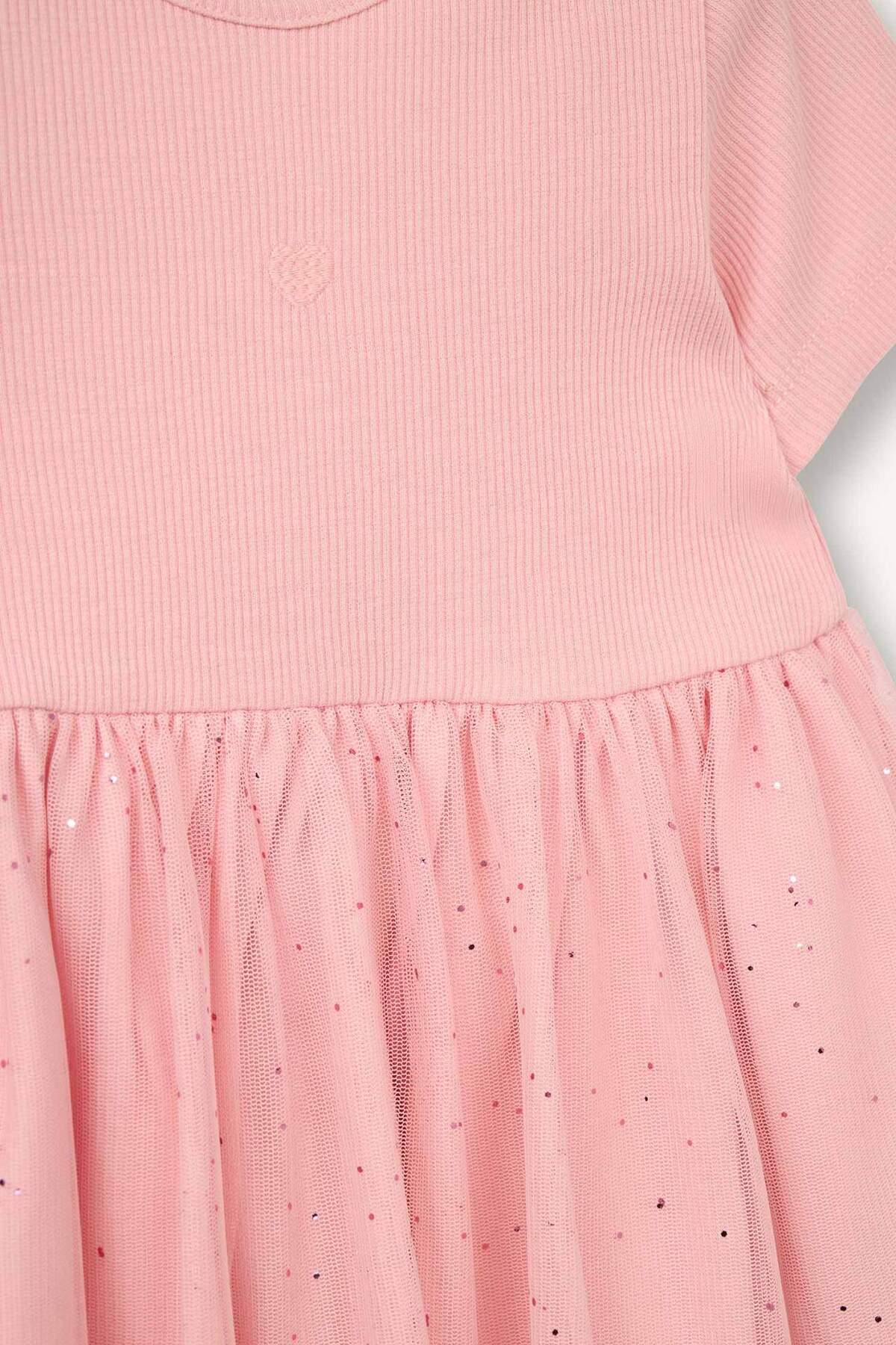 Defacto Simli Fitilli Kaşkorse Tütülü Elbise Kız Bebek G9904A526SP fotoğrafı 2 (önizleme)