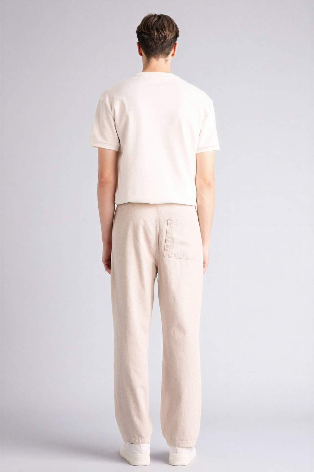 %100 Pamuk Baggy Fit Pantolon F6129AX26SP — بژ — تصویر 5 از 5
