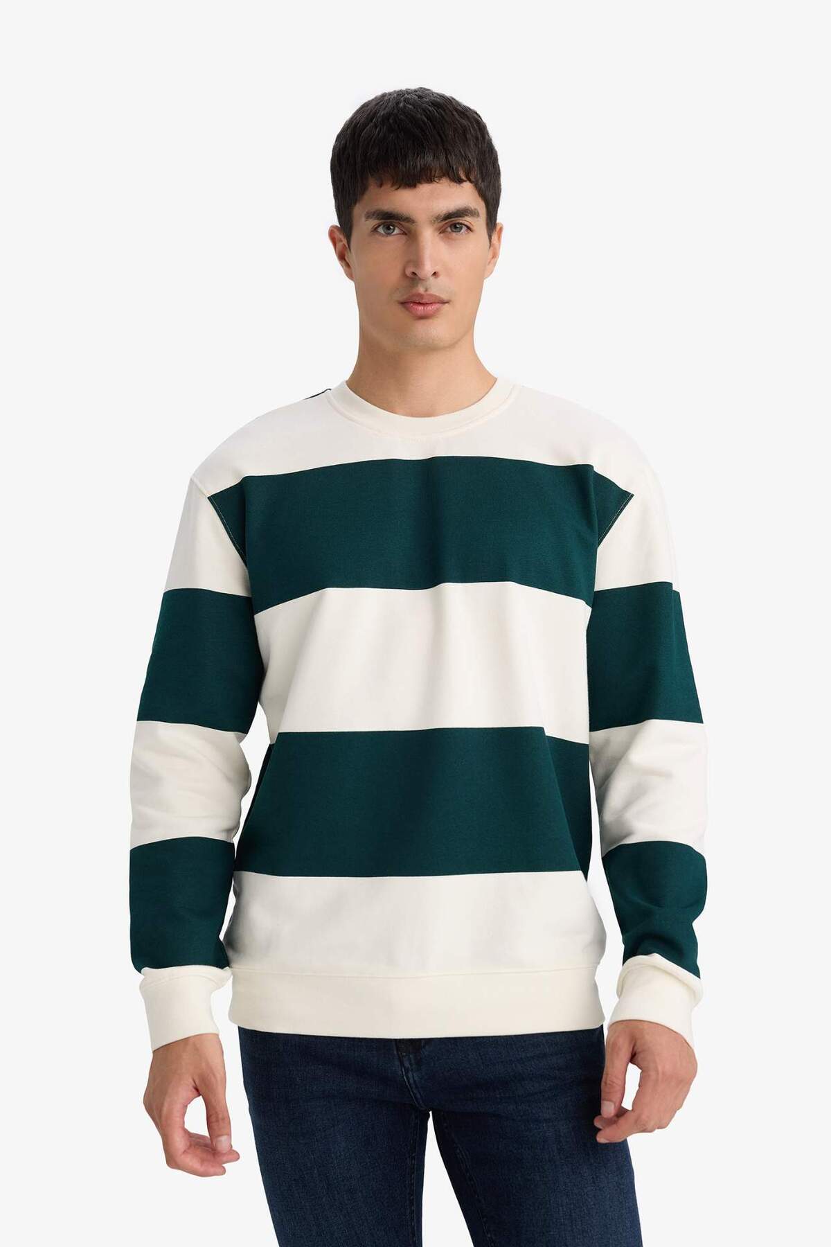 %100 Pamuk Regular Fit Bisiklet Yaka Sweatshirt F9630AX26SP — سبز — تصویر 3 از 5