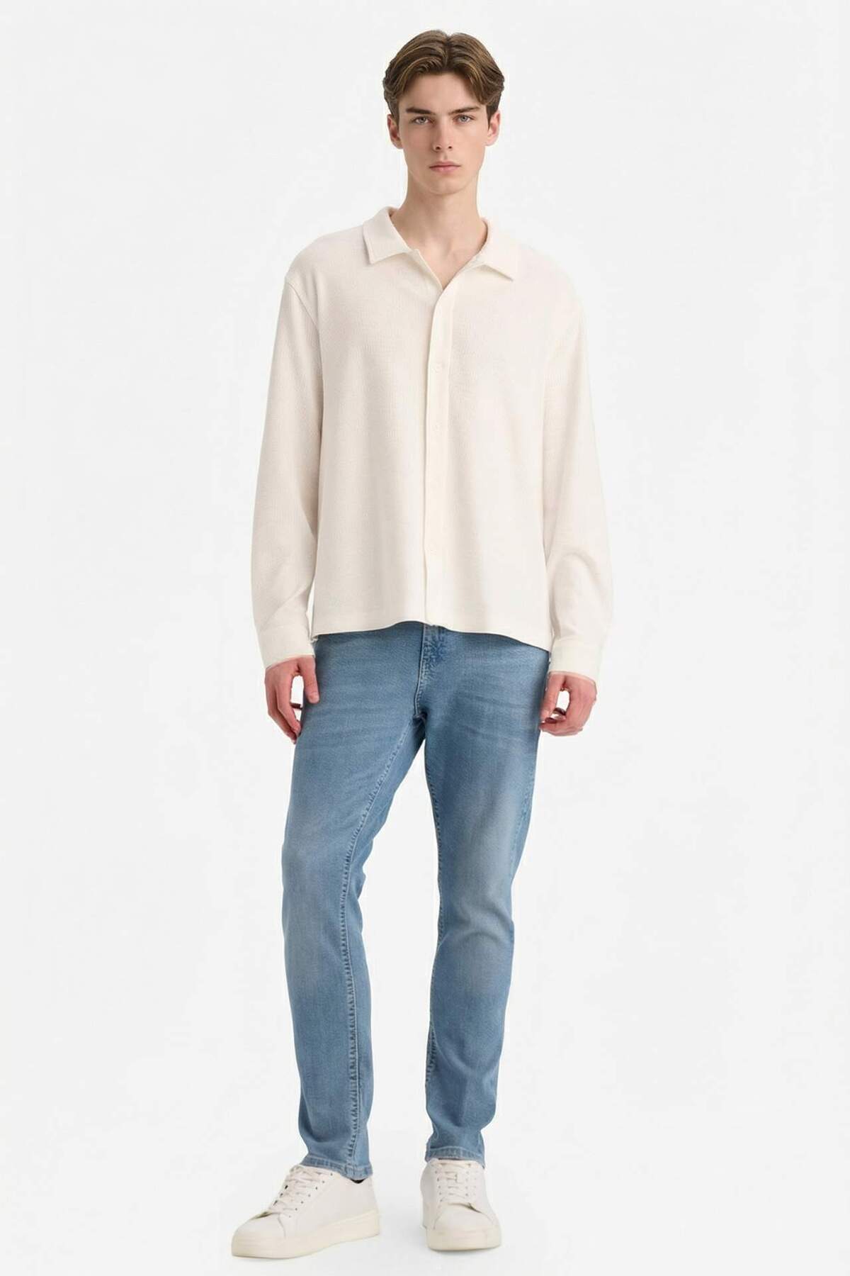 Defacto  Pedro Slim Fit Dar Paça Normal Bel Dar Paça Jean Pantolon D0026AX25WN - Görsel 2