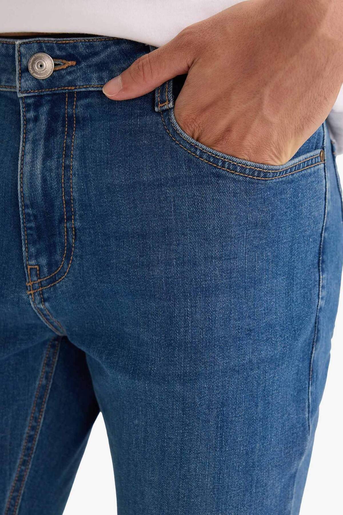 Defacto  Sergio Regular Fit Normal Bel Boru Paça Jean Pantolon A6948AX26SP - Görsel 4