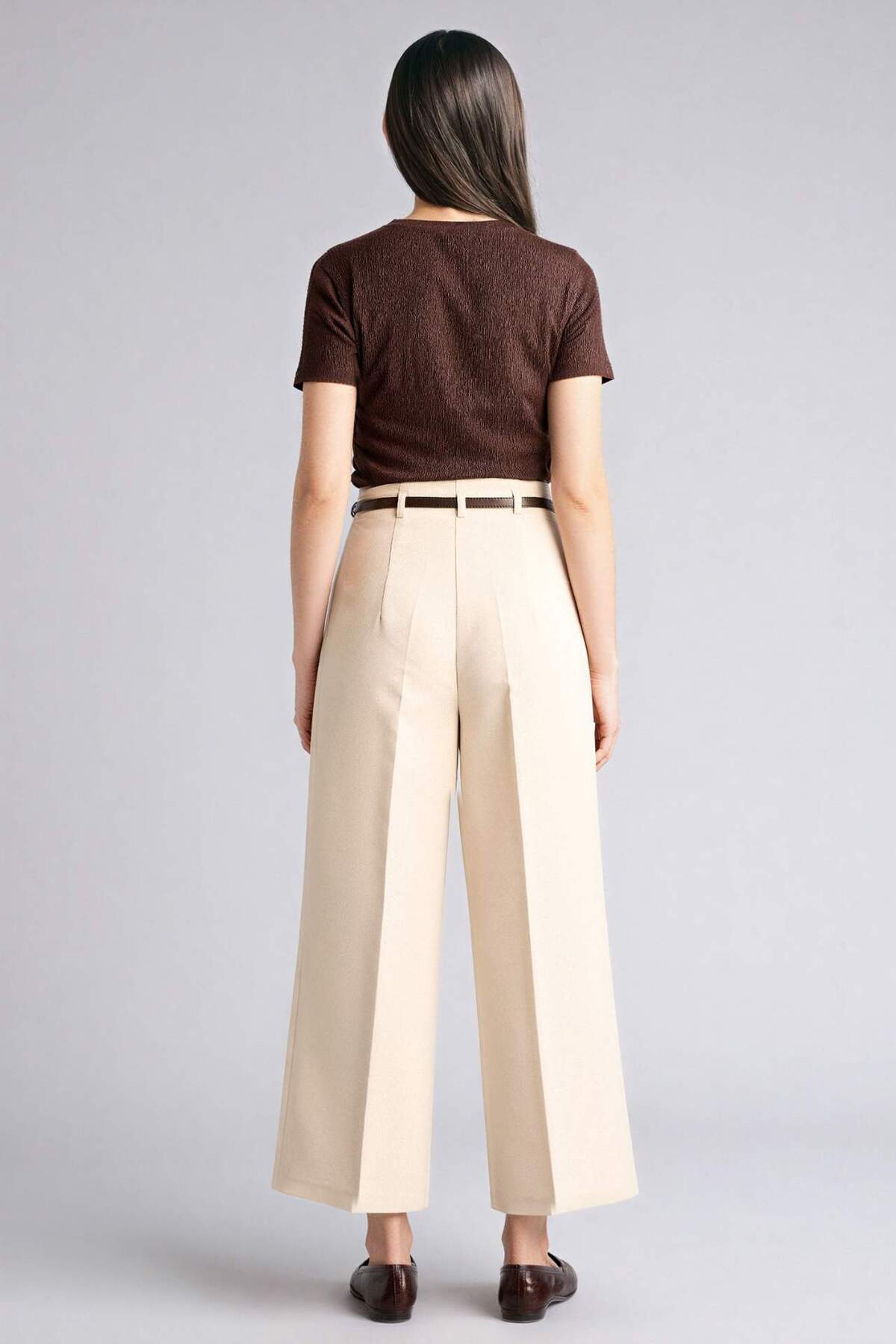 Defacto  Culotte Yüksek Bel Düz Paça Pantolon E7242AX26SP - Görsel 5