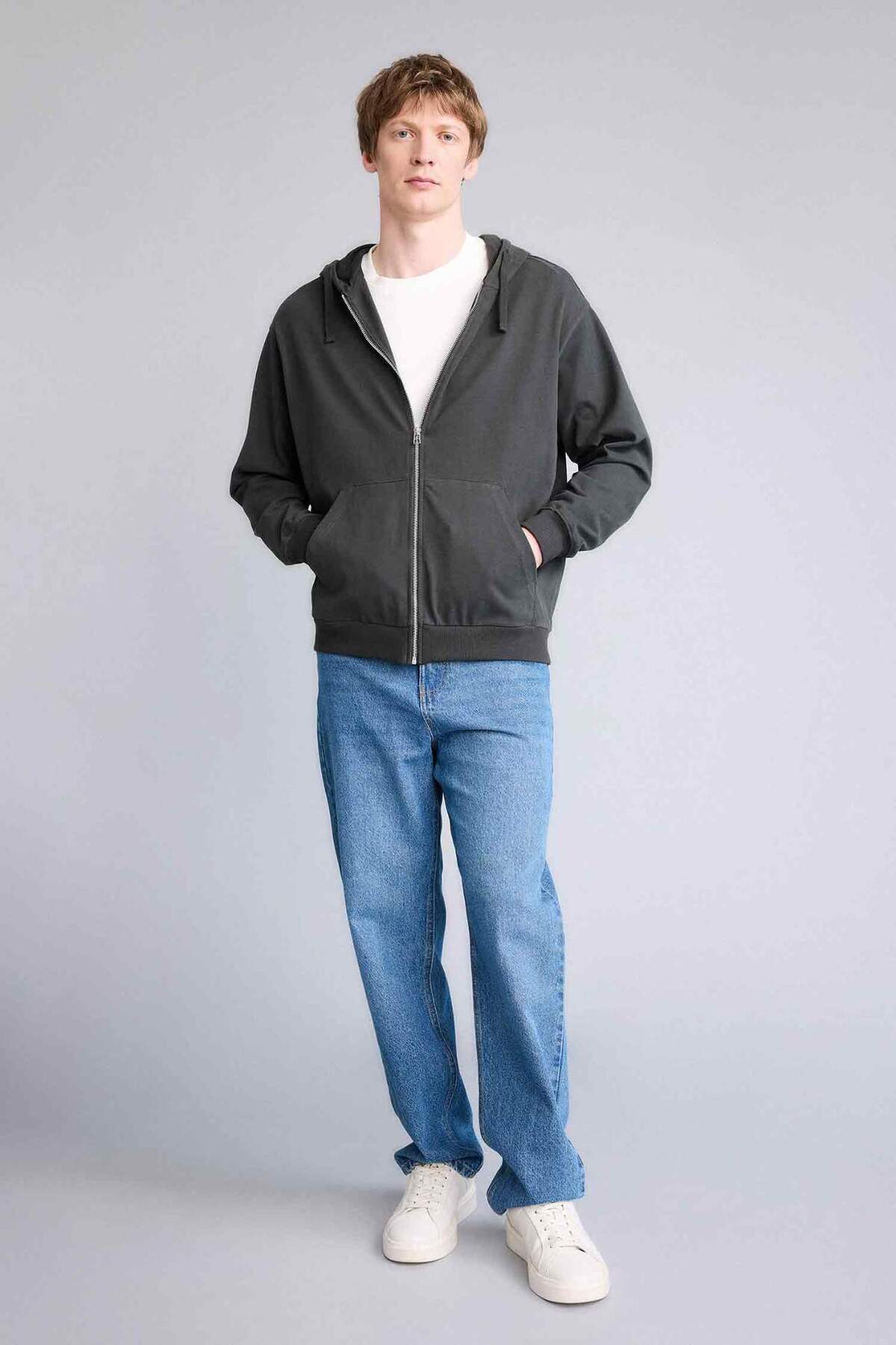 Defacto  %100 Pamuk Fermuarlı Sweatshirt F9812AX26SP - Görsel 6