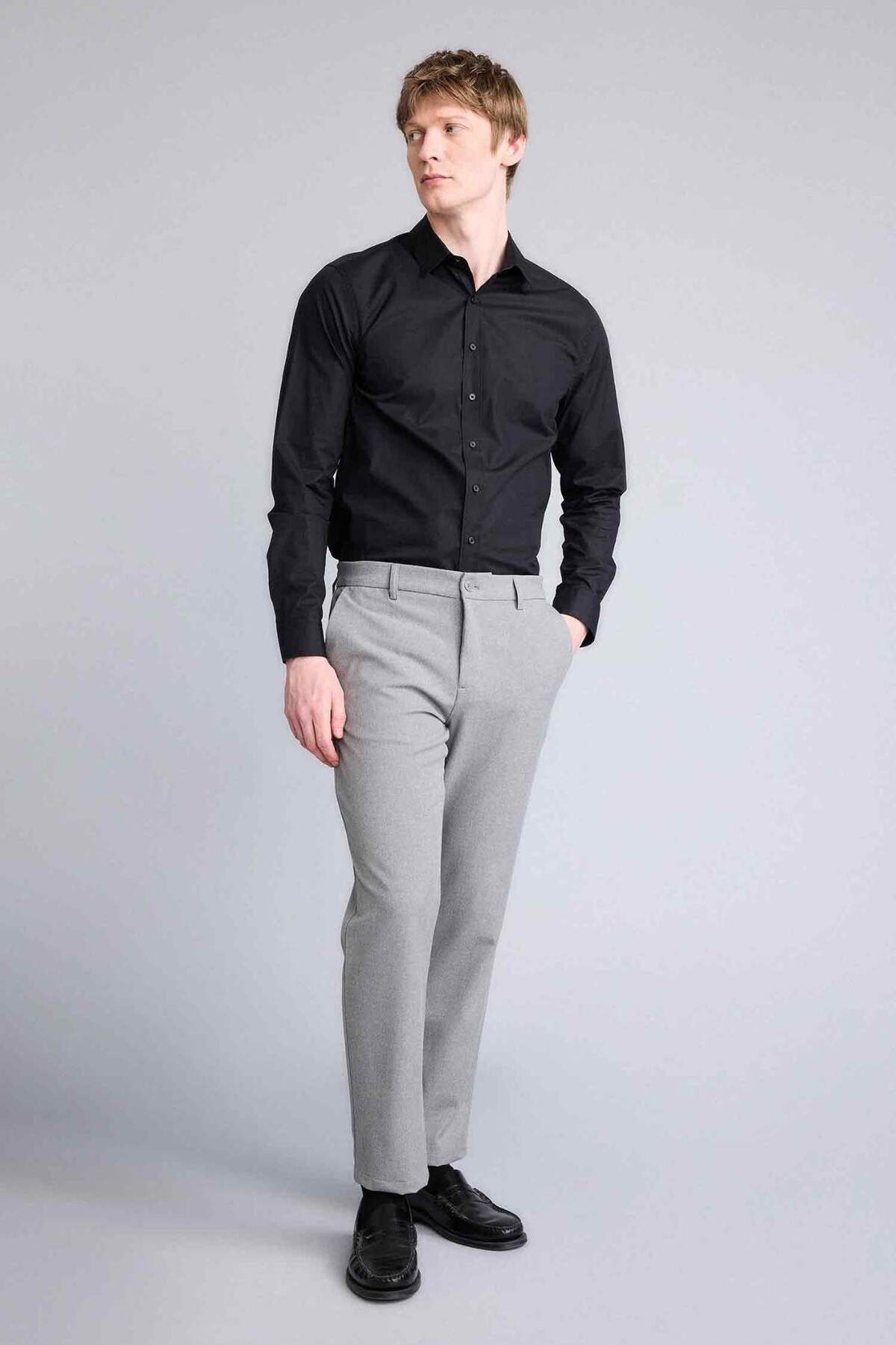 Tailored Fit Düz Paça Pantolon B8577AX26SP — خاکستری — تصویر 5 از 8
