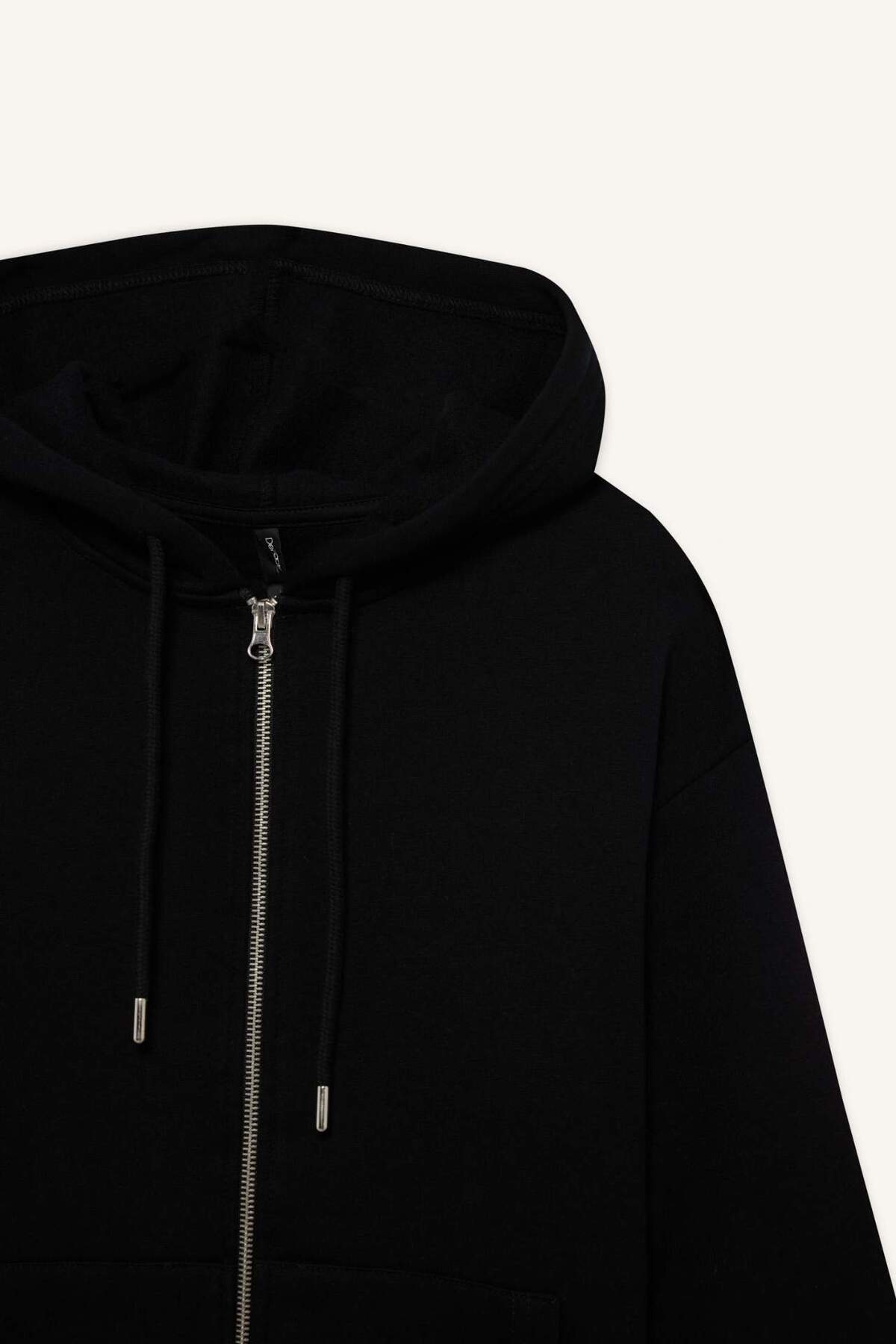 Defacto  Relax Fit Kapüşonlu Basıc Kalın Fermuarlı Sweatshirt C1809AX25AU - Görsel 8