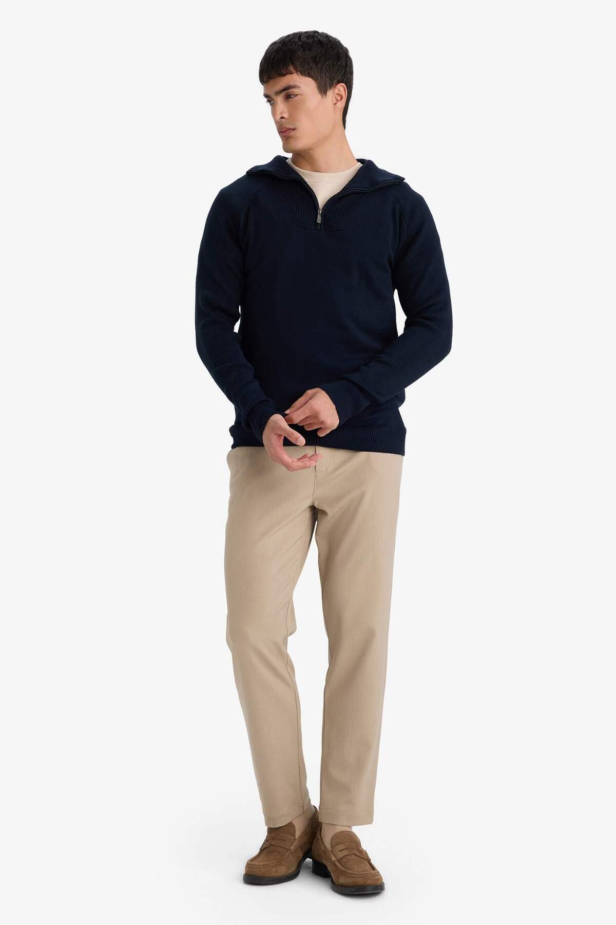 Tailored Fit Düz Paça Her Yöne Esneyen Yumuşak Tuşe Cepli Pantolon C7508AX26SP — بژ — تصویر 2 از 5
