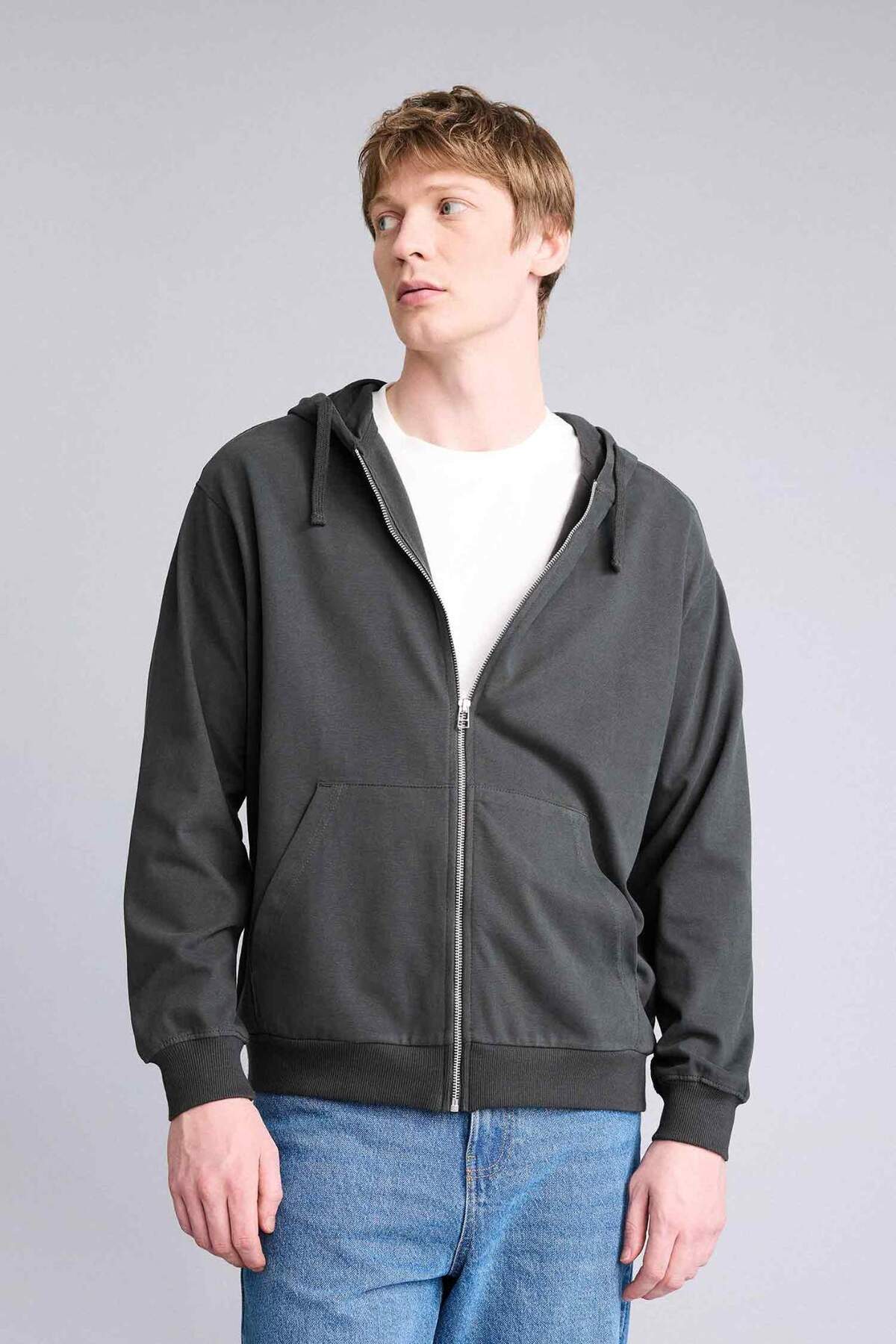 Defacto  %100 Pamuk Fermuarlı Sweatshirt F9812AX26SP - Görsel 7