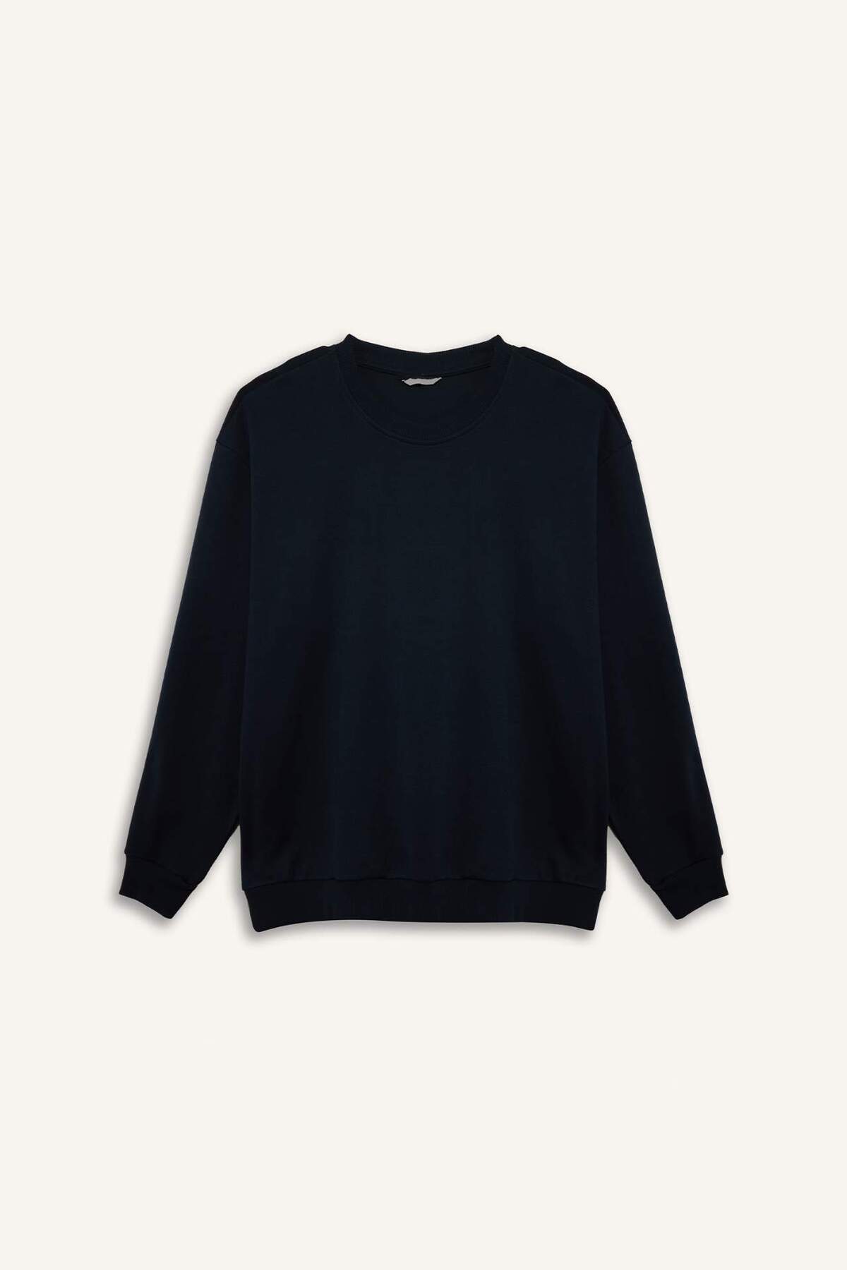 DeFacto Pamuklu Boxy Fıt Büyük Beden Bisiklet Yaka Pike Sweatshirt H1001AX26SP