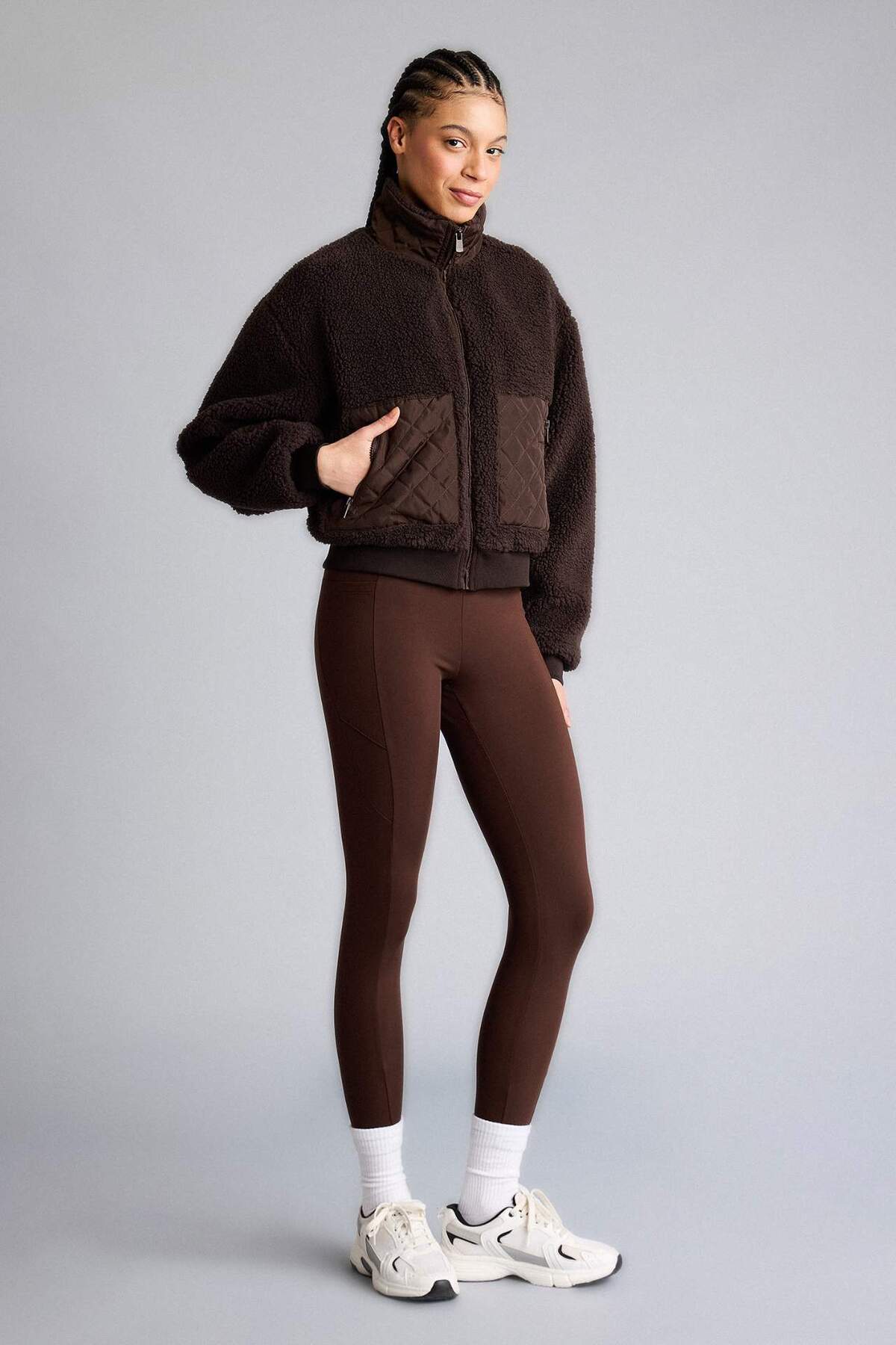 Defacto  Warmtech Boxy Fıt Fermuarlı Pelüş Mont G7551AX25WN