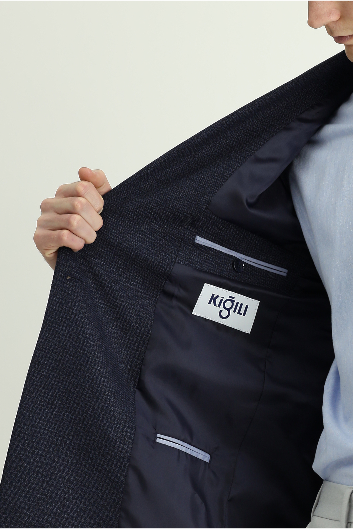 Kiğılı  7 Drop Slim Fit Dar Kesim Desenli Kruvaze Ceket - Görsel 6