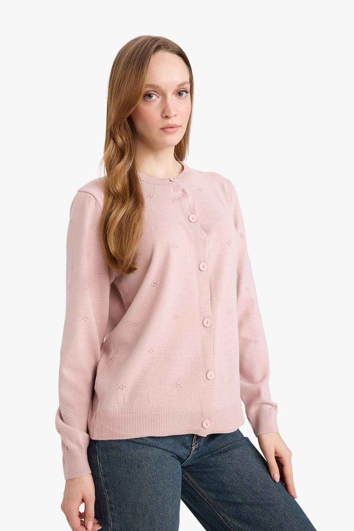 DeFacto Regular Fit Bisiklet Yaka Triko Hırka G7634AX26SP görsel 3