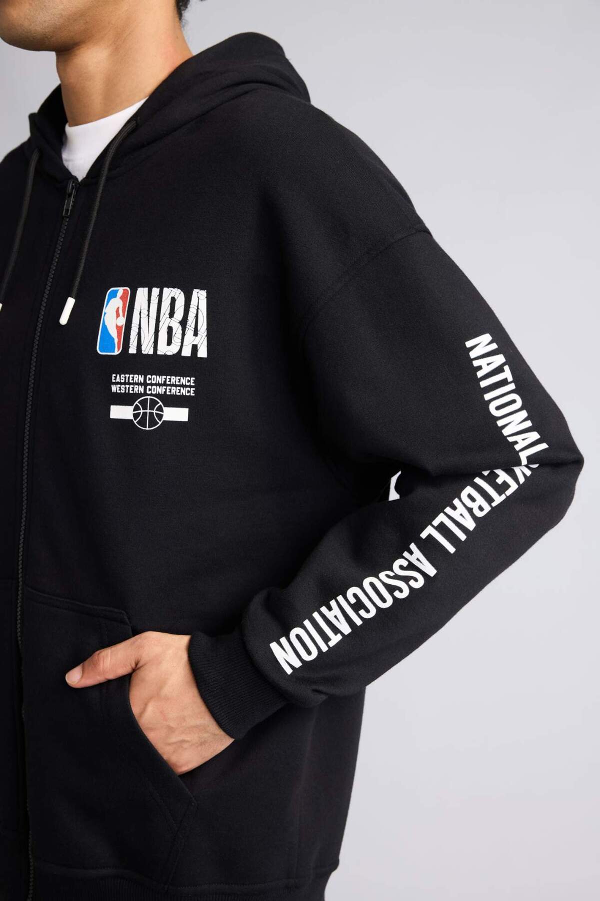 Defacto  NBA Wordmark Oversıze Kapüşonlu Fermuarlı Sweatshırt G0264AX26SP - Görsel 4
