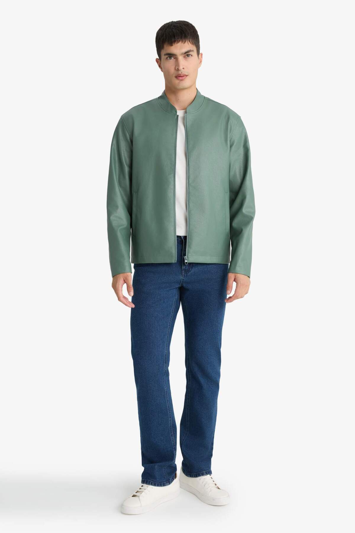 Defacto  Su İtici Slim Fıt Suni Deri Mont D8525AX26SP - Görsel 2