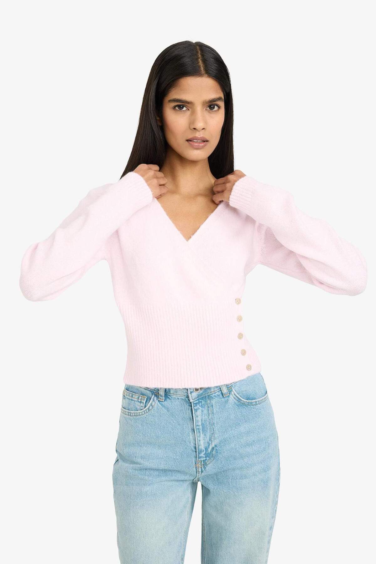 Defacto  Fıtted V Yaka Kazak G8035AX26SP - Görsel 3