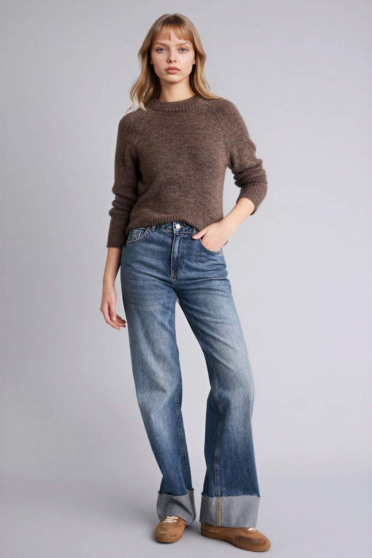 Defacto  Regular Fıt Bisiklet Yaka Kazak G6953AX25WN - Görsel 2