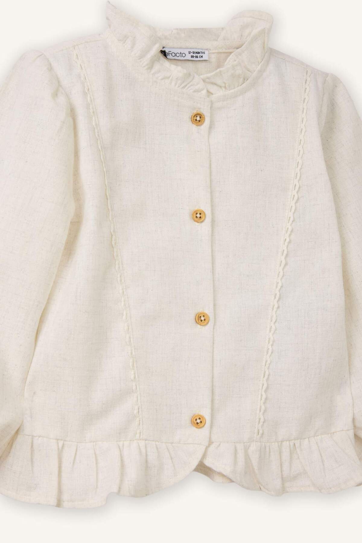 Defacto Dantel Detaylı Gömlek Kız Bebek G8093A526SP fotoğrafı 2 (önizleme)