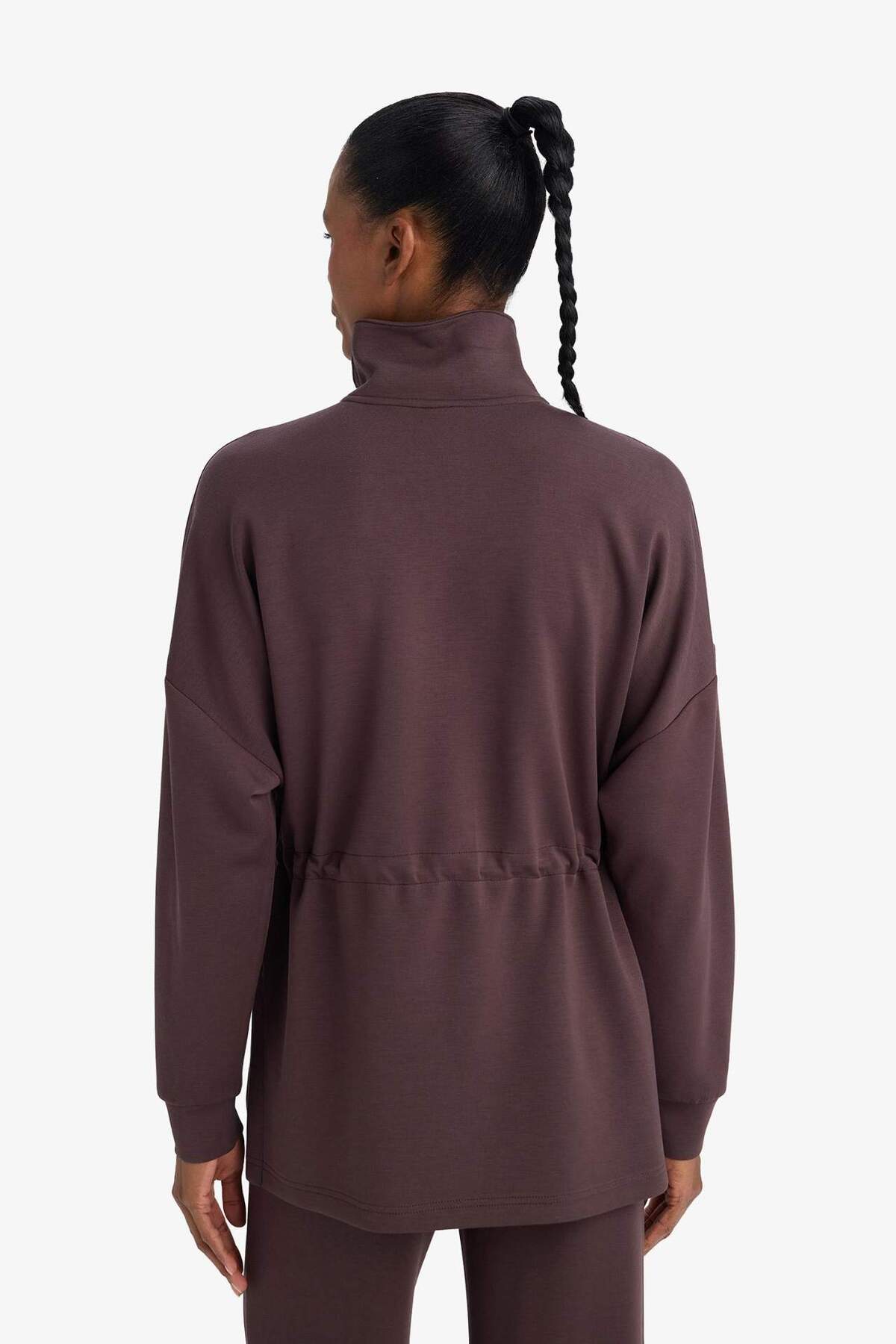 DeFacto Ultra Yumuşak Long Fit Dik Yaka Modal Sporcu Sweatshirt F9065AX26SP görsel 7