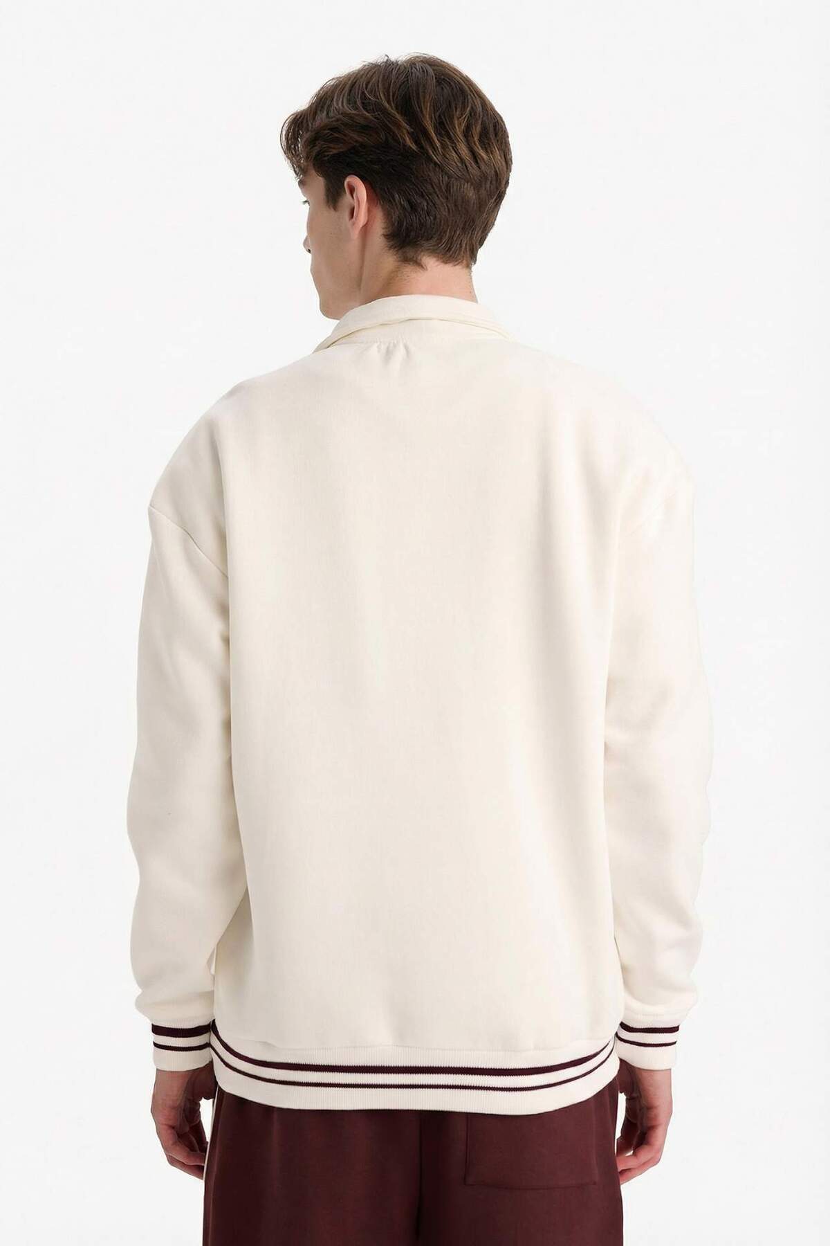 DeFacto Boxy Fit Dik Yaka Yarım Fermuarlı Baskılı Sweatshirt G6476AX25WN görsel 5