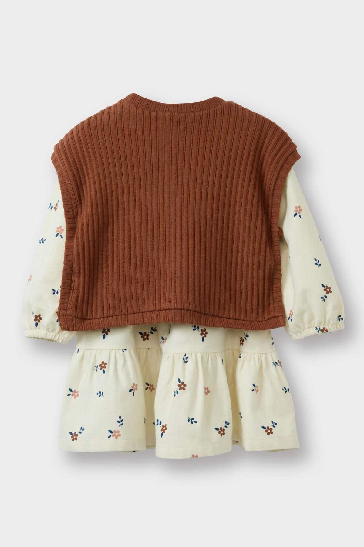 Defacto 2'li Takım Süveter Çiçek Desenli Uzun Kollu Elbise Kız Bebek G6855A525WN fotoğrafı 7 (önizleme)