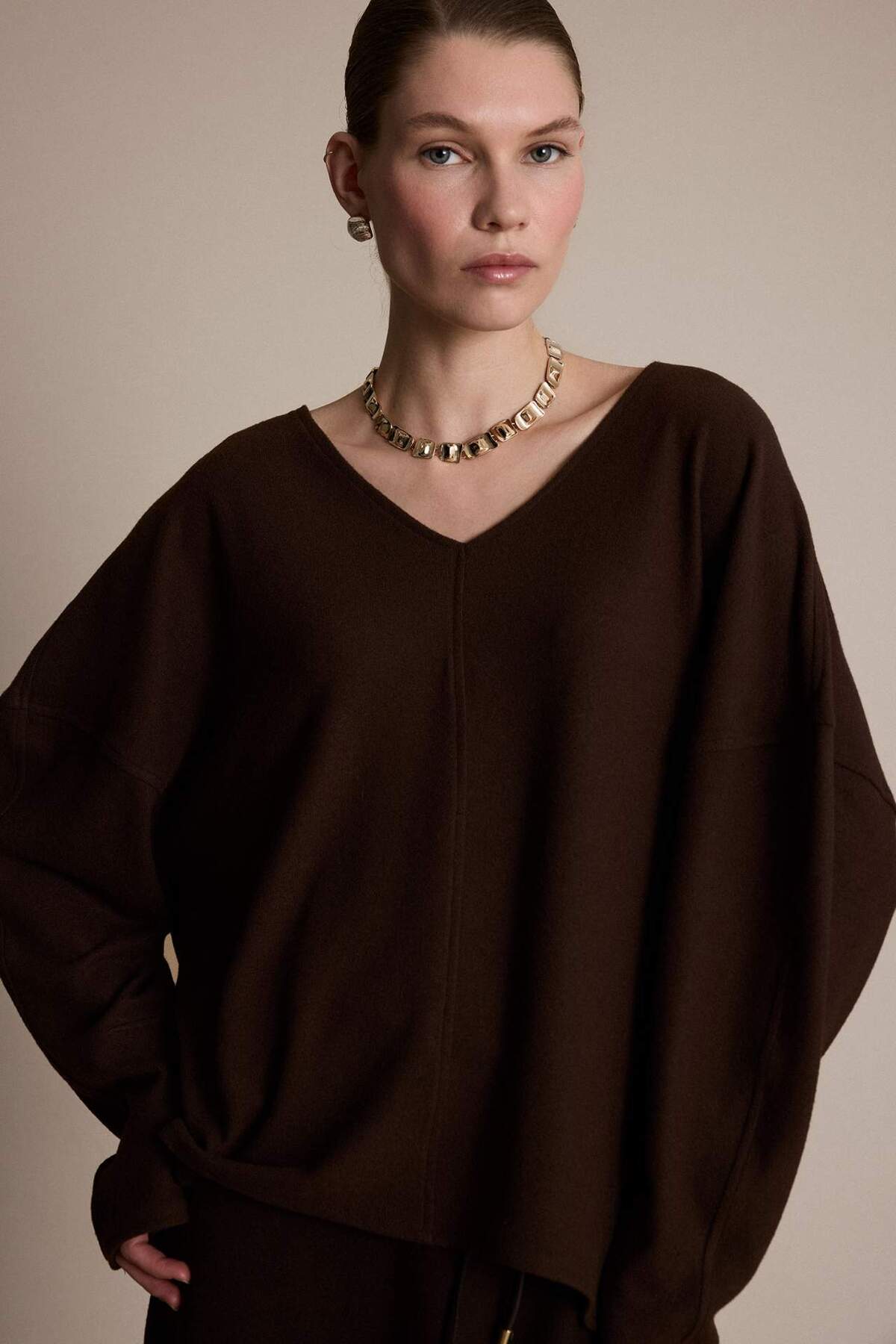 Defacto  Relax Fıt V Yaka Ribana Sweatshirt G6611AX25WN - Görsel 3