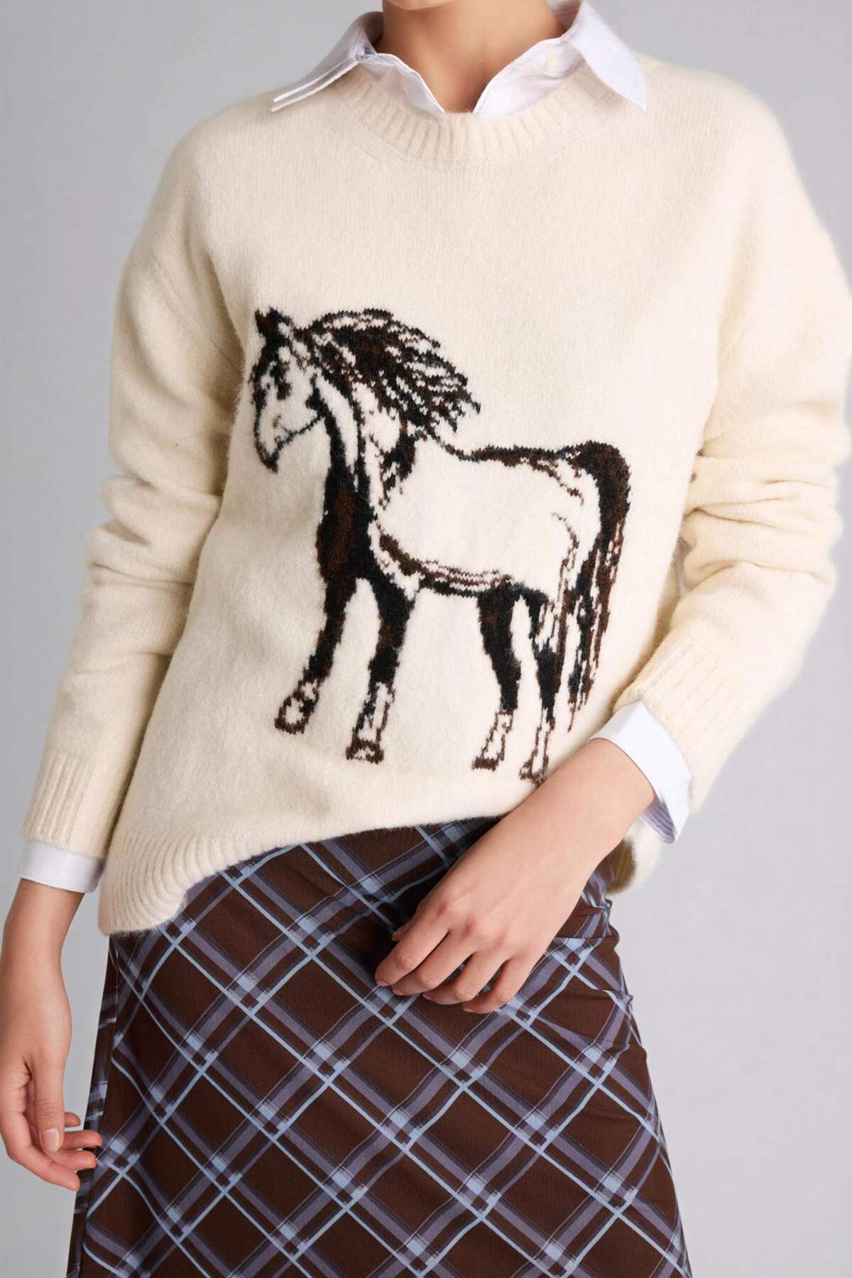 Defacto  Regular Fıt Bisiklet Yaka Kazak G8663AX25WN - Görsel 4