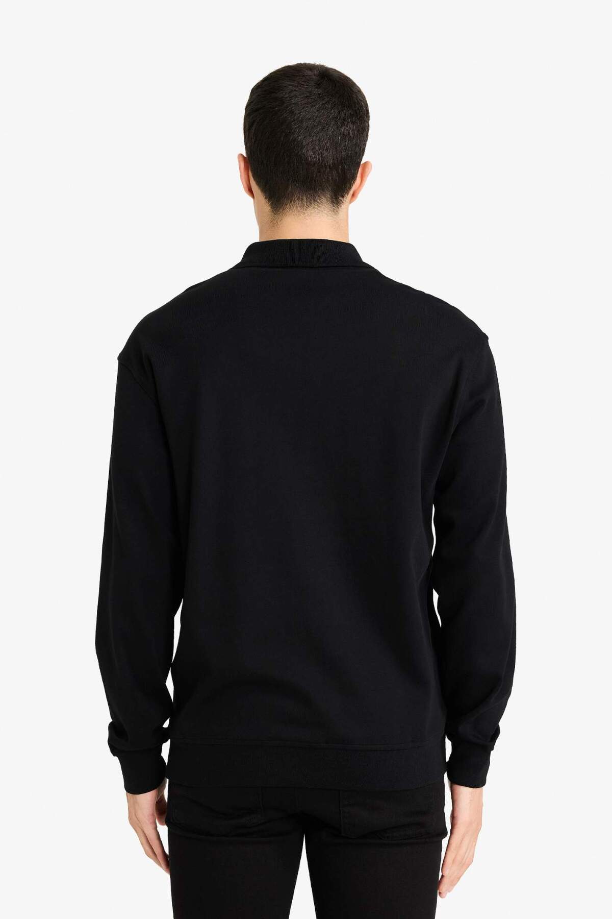 %100 Pamuk Yarım Fermuarlı Sweatshirt F2254AX25WN — مشکی — تصویر 5 از 5