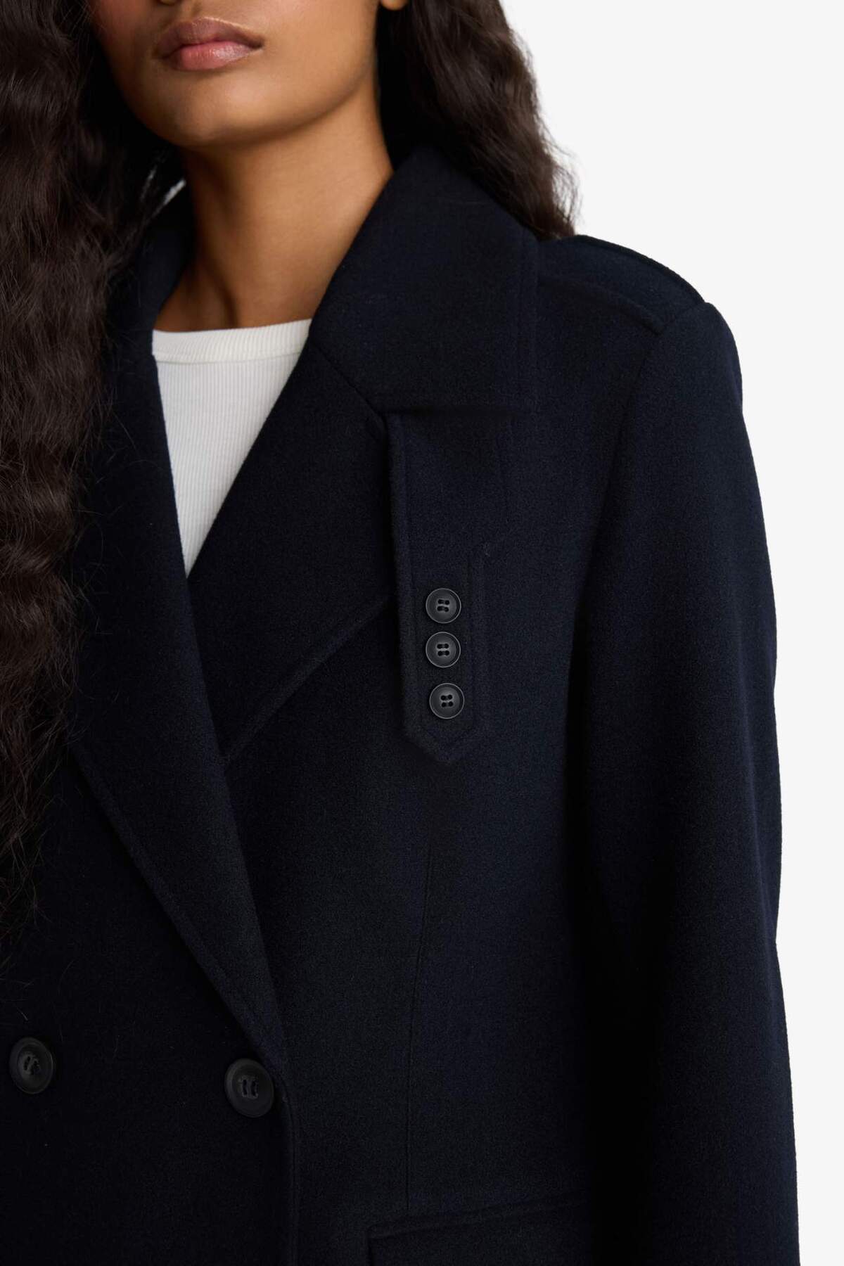 Defacto  Regular Fit Düğmeli Uzun Kaşe Kaban F6321AX25WN - Görsel 6