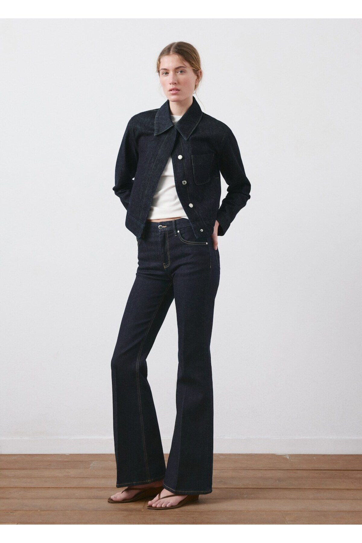 MANGO  Violeta yüksek bel flare jean pantolon - Görsel 2