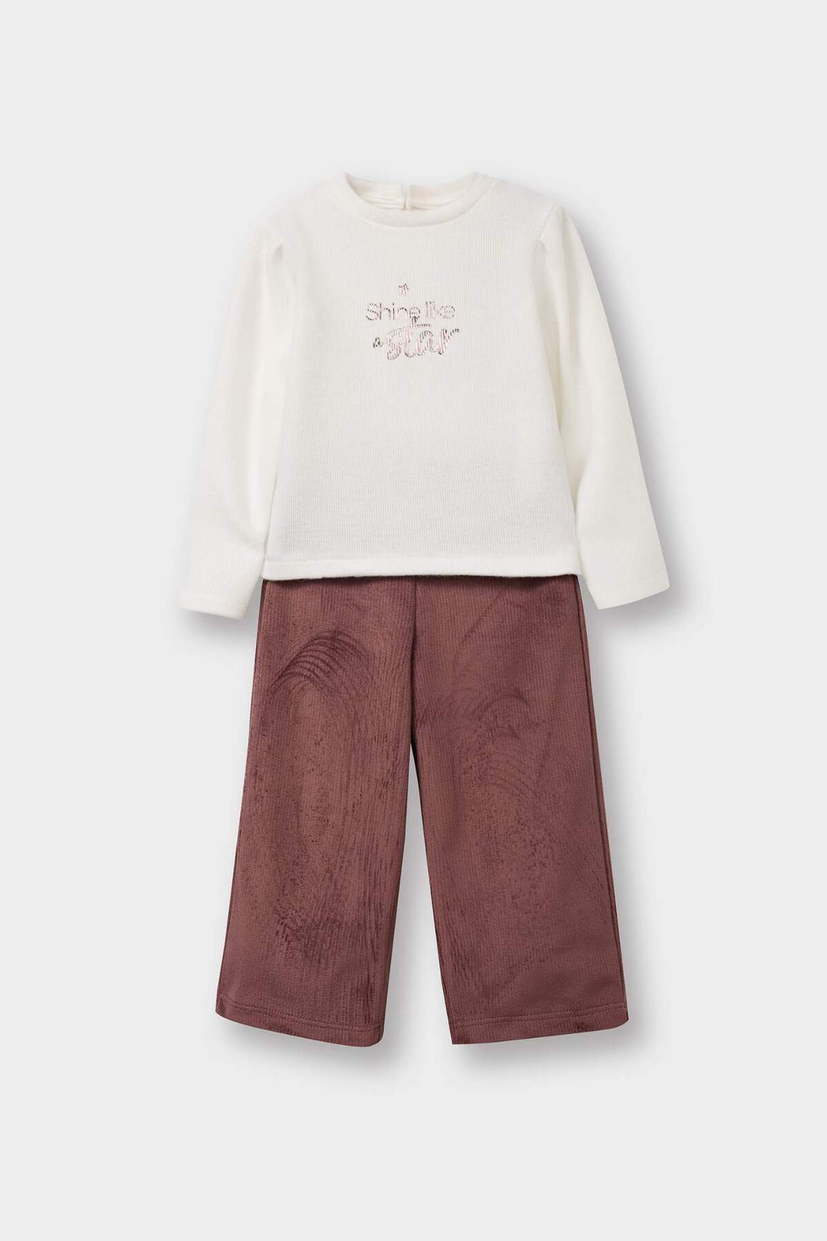 2pcs Set Printed Sweatshirt Suede Pants Baby Girl G5713A525WN