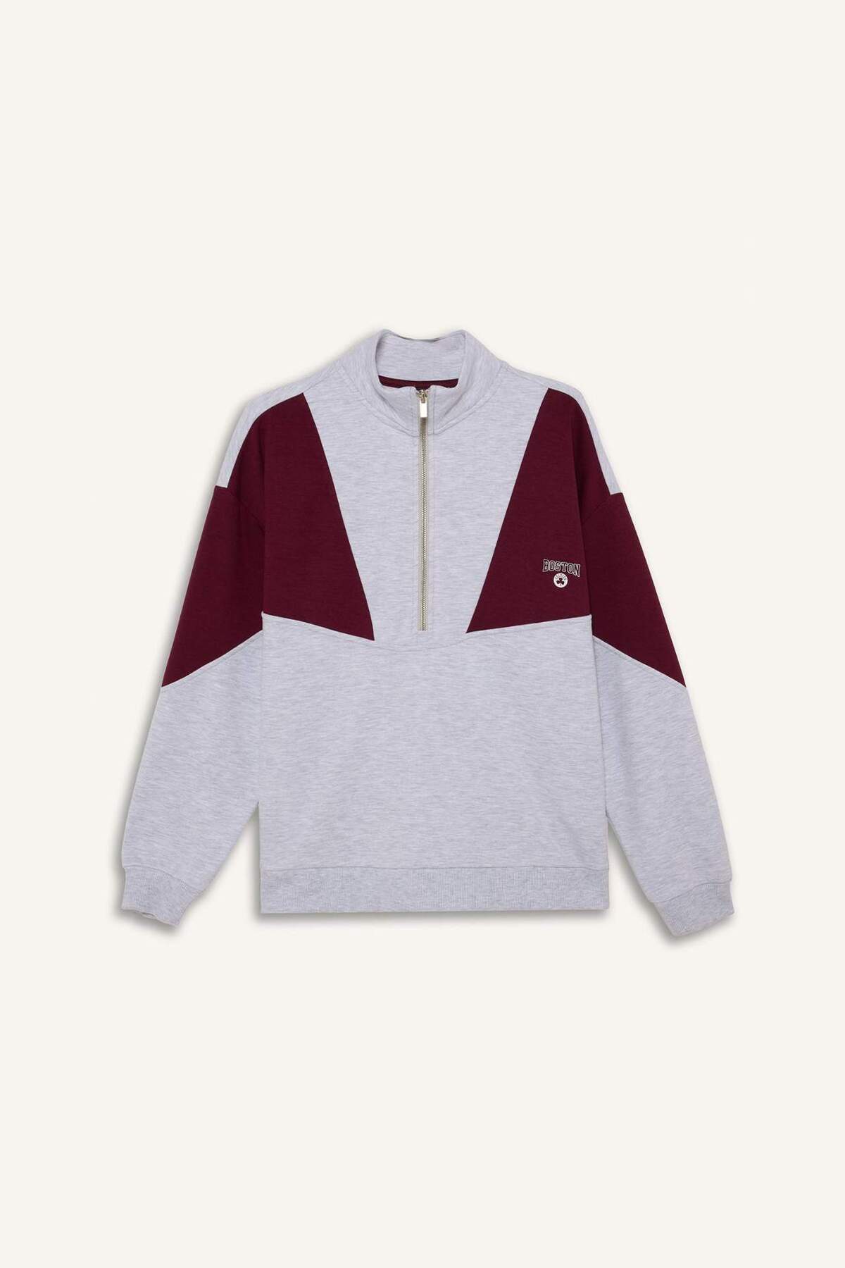 Airtech NBA Boston Celtics Oversize Fit Yarım Fermuarlı Modal Sporcu Sweatshirt G5482AX25AU — خاکستری — تصویر 6 از 8