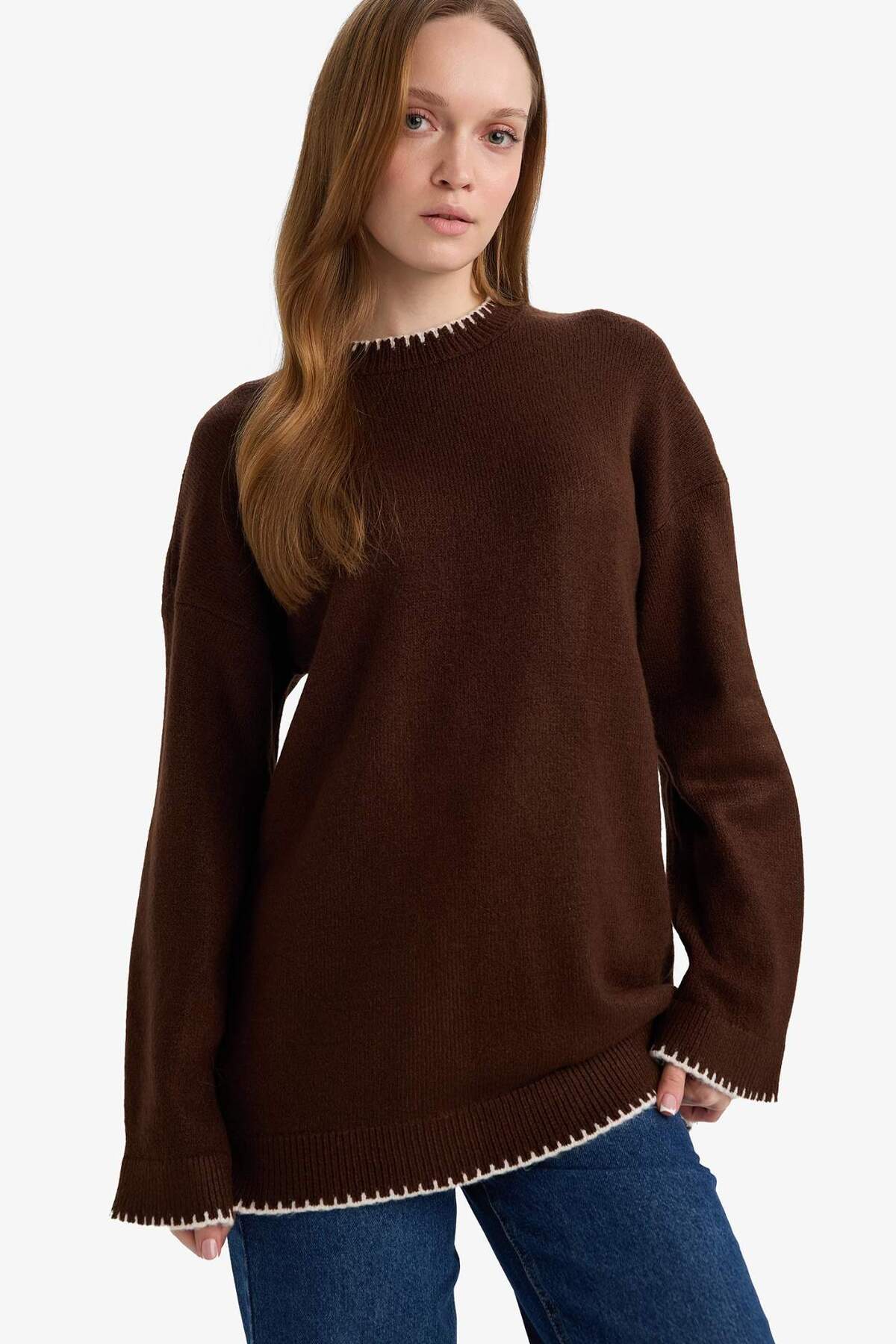 DeFacto Regular Fit Bisiklet Yaka Triko Kazak Tunik G6342AX25WN
