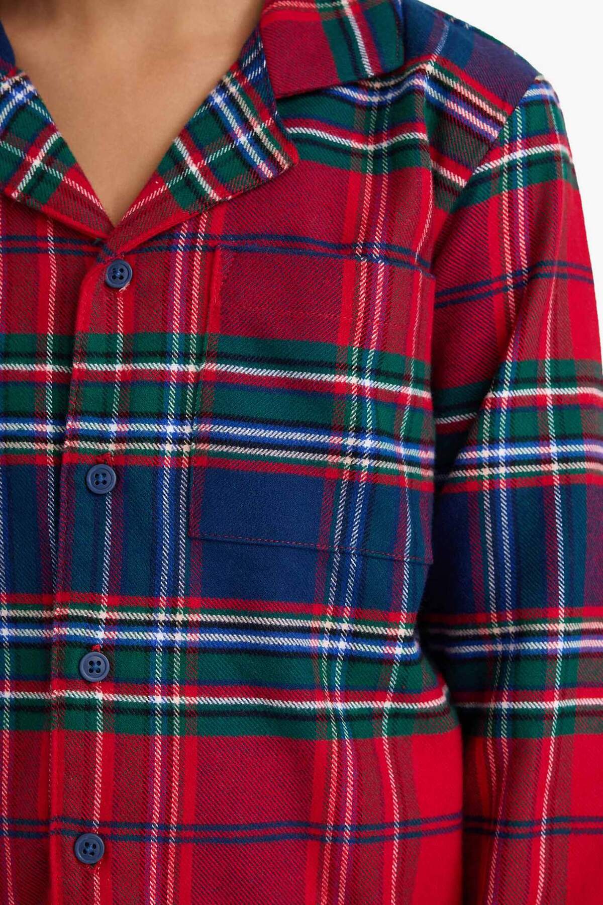 Defacto %100 Pamuklu Desenli Flanel Beli Lastikli Pijama Takımı Erkek Çocuk F0983A825WN fotoğrafı 5 (önizleme)