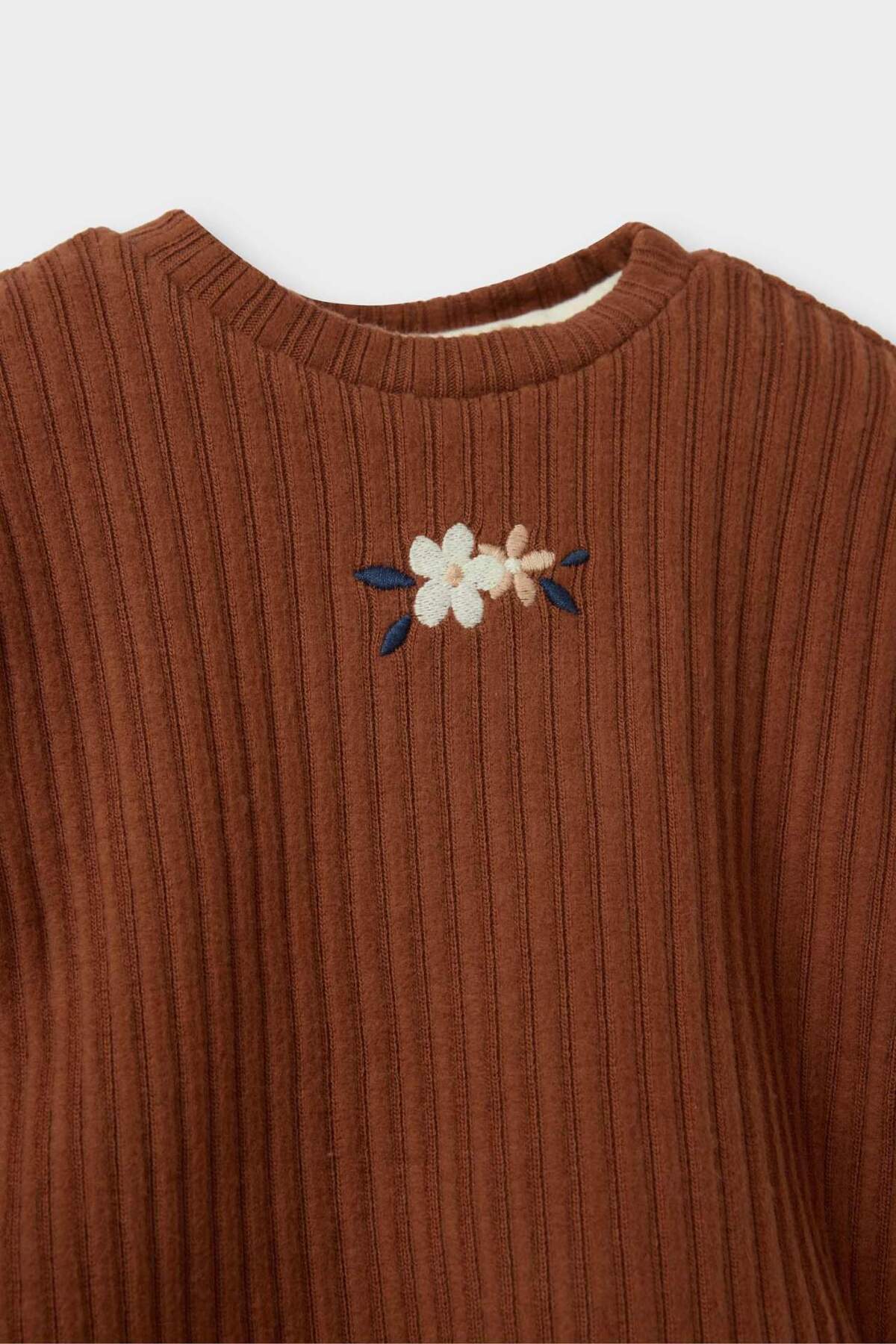 Defacto 2'li Takım Süveter Çiçek Desenli Uzun Kollu Elbise Kız Bebek G6855A525WN fotoğrafı 5 (önizleme)