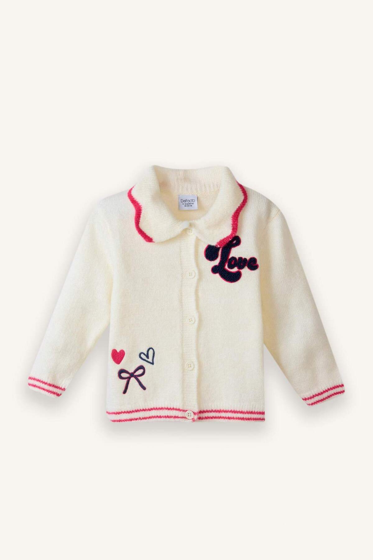 Defacto Nakışlı Büyük Yaka Hırka Kız Bebek G7442A526SP fotoğrafı 4 (önizleme)