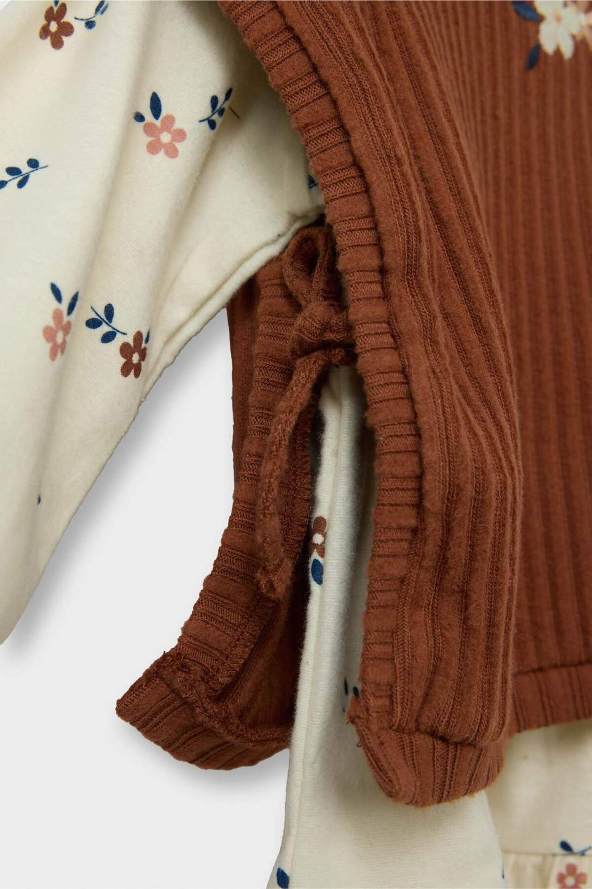 Defacto 2'li Takım Süveter Çiçek Desenli Uzun Kollu Elbise Kız Bebek G6855A525WN fotoğrafı 6 (önizleme)