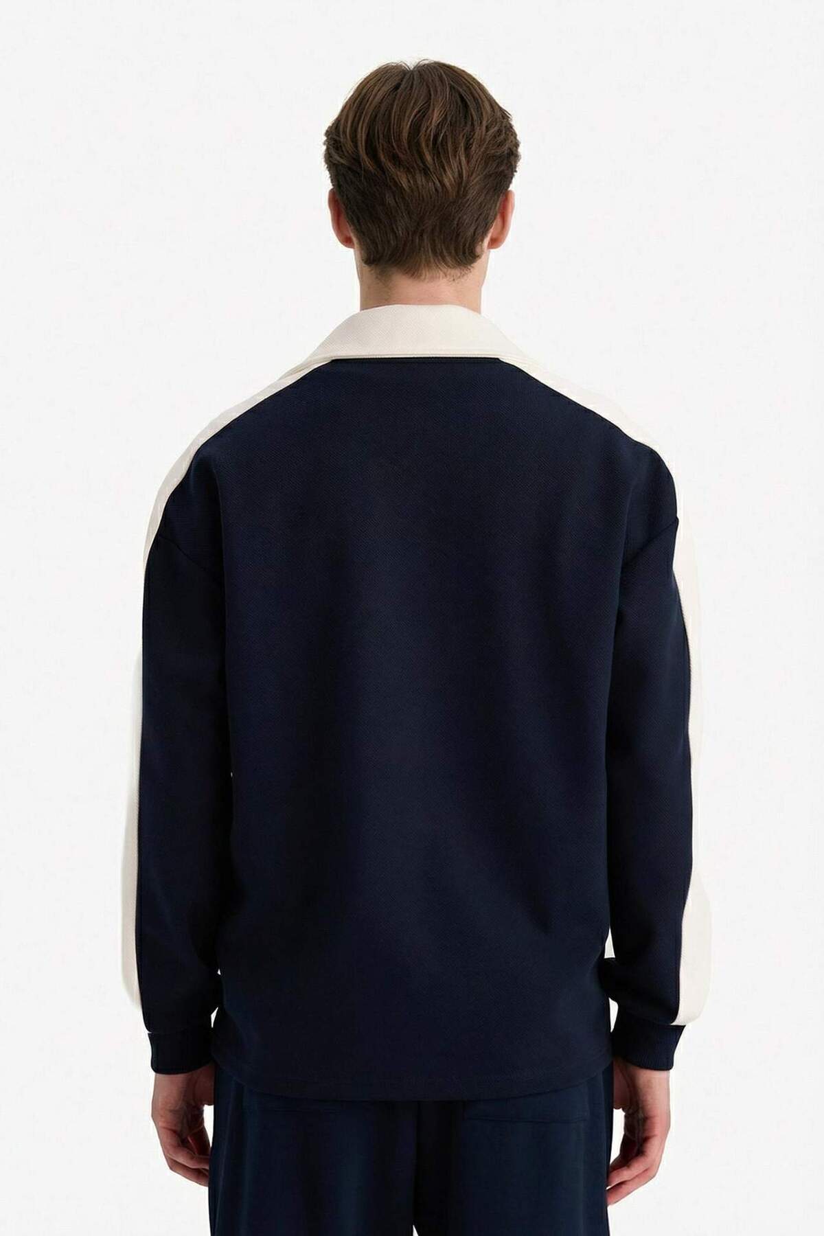 DeFacto Boxy Fit Polo Yaka Yarım Fermuarlı Baskılı Sweatshirt G6474AX25WN görsel 6